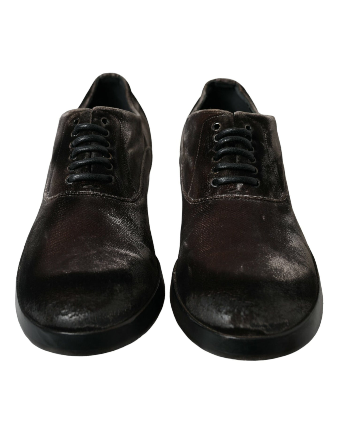 Dolce & Gabbana Elegant Brown Velvet Oxford Lace-Up Shoes