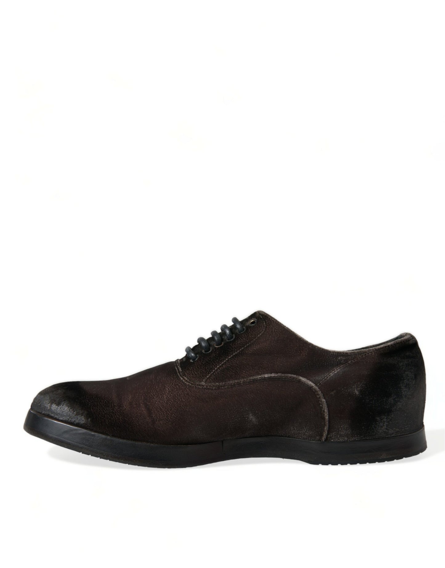 Dolce & Gabbana Elegant Brown Velvet Oxford Lace-Up Shoes