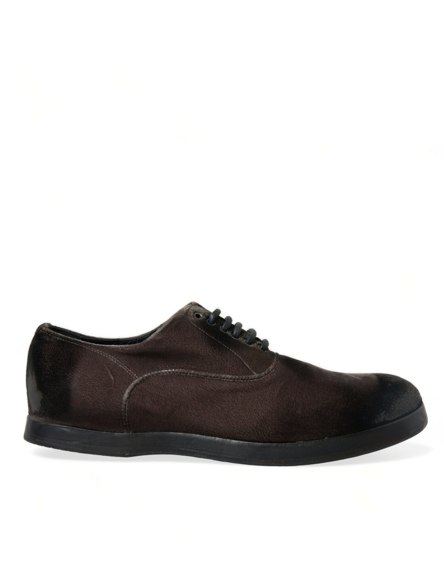 Dolce & Gabbana Elegant Brown Velvet Oxford Lace-Up Shoes