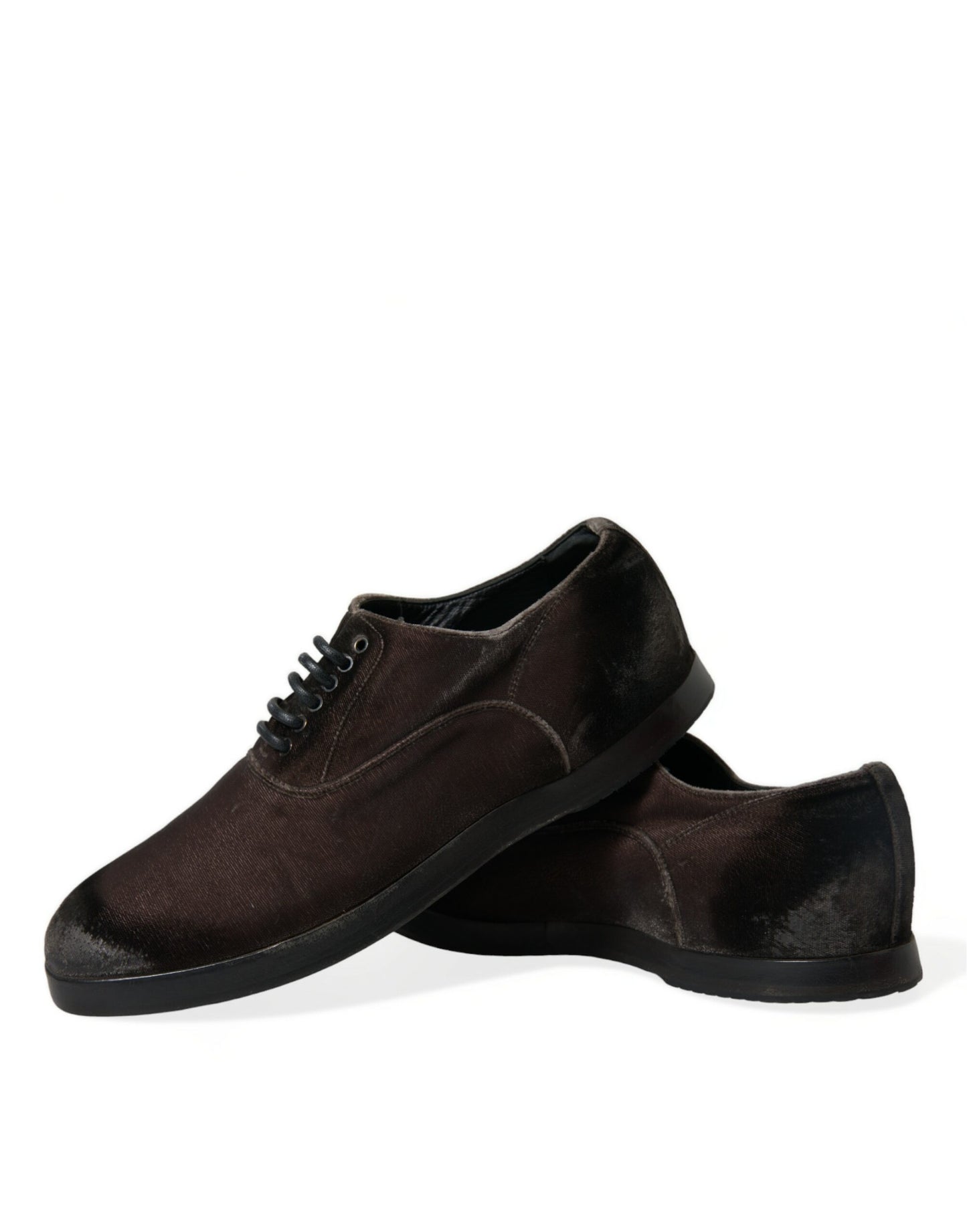 Dolce & Gabbana Elegant Brown Velvet Oxford Lace-Up Shoes