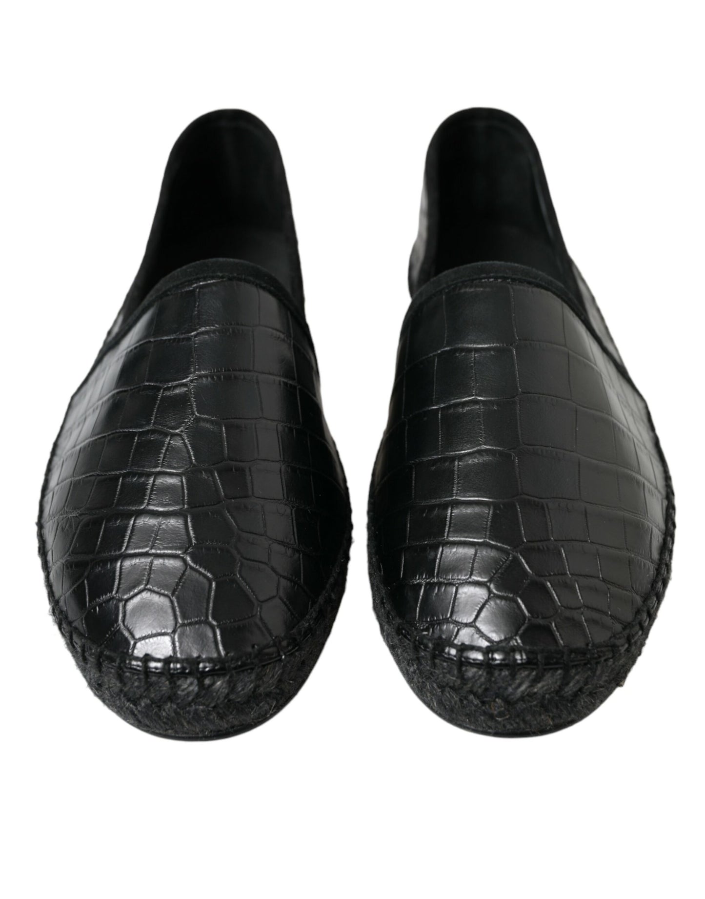 Dolce & Gabbana Schwarze Exotische Leder Espadrilles Slip On Schuhe
