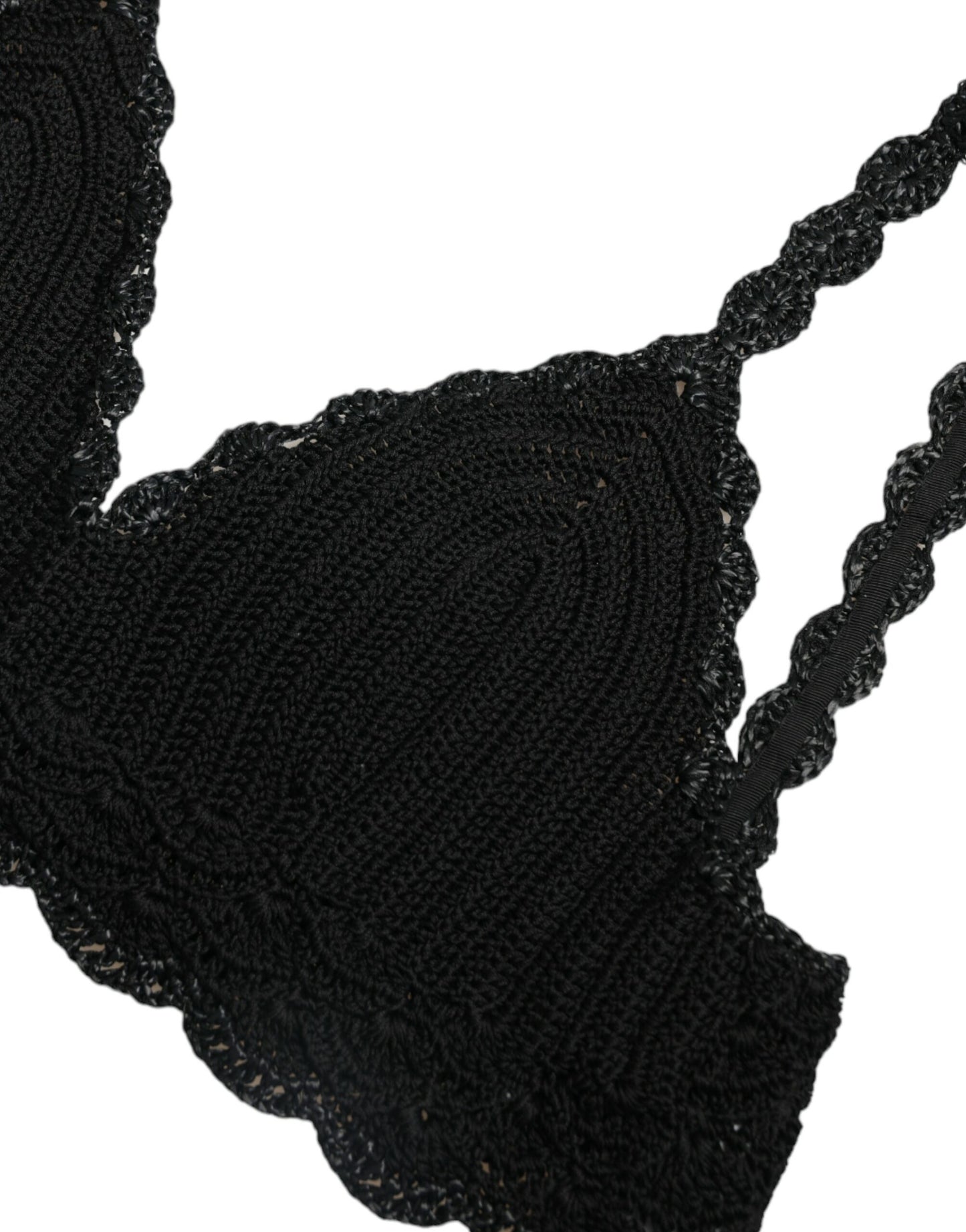 Dolce & Gabbana Schwarzes Baumwoll-Bustier Cropped Crochet Tank Top