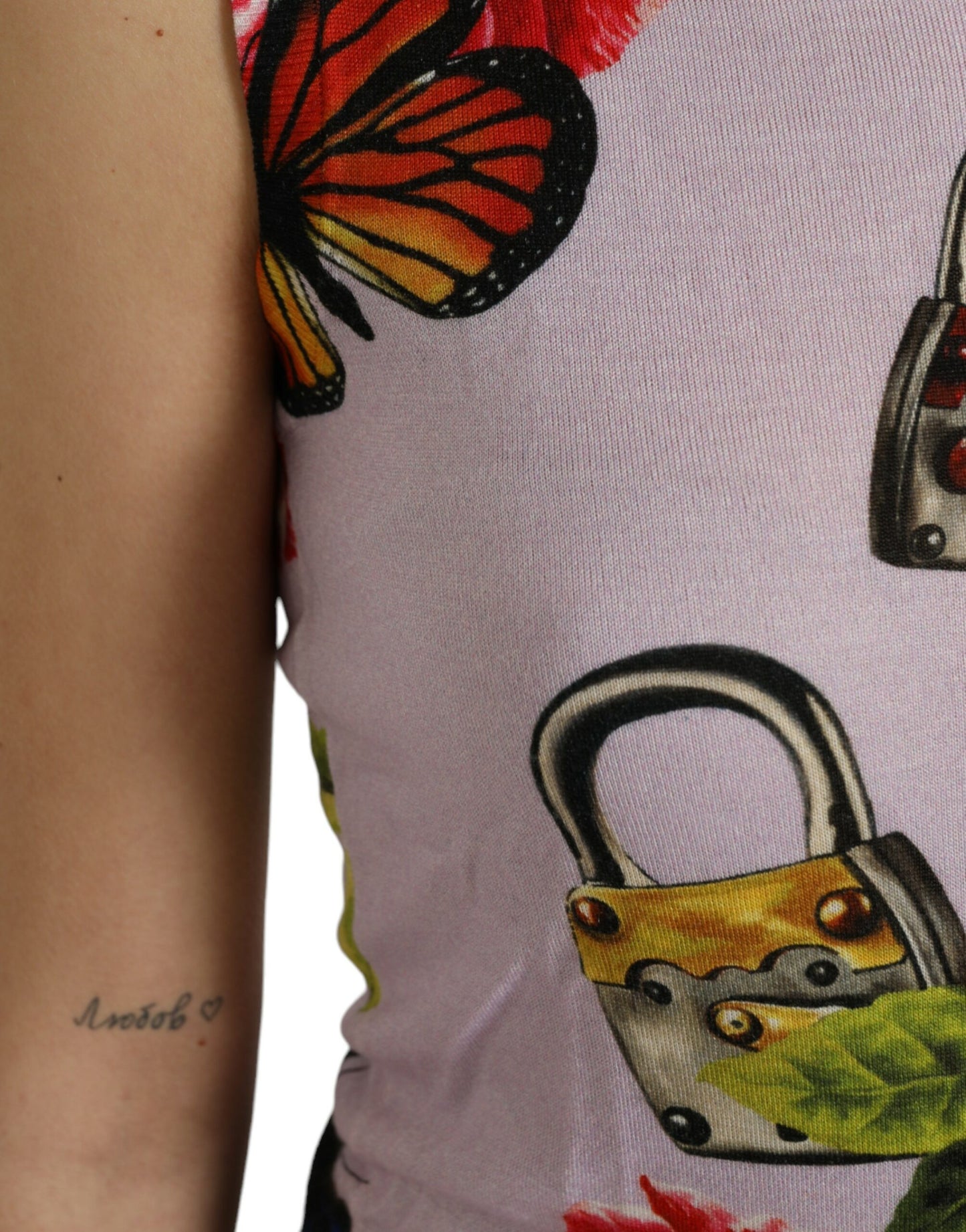Dolce & Gabbana Multicolor Floral Vorhängeschloss Schmetterling Tank Top