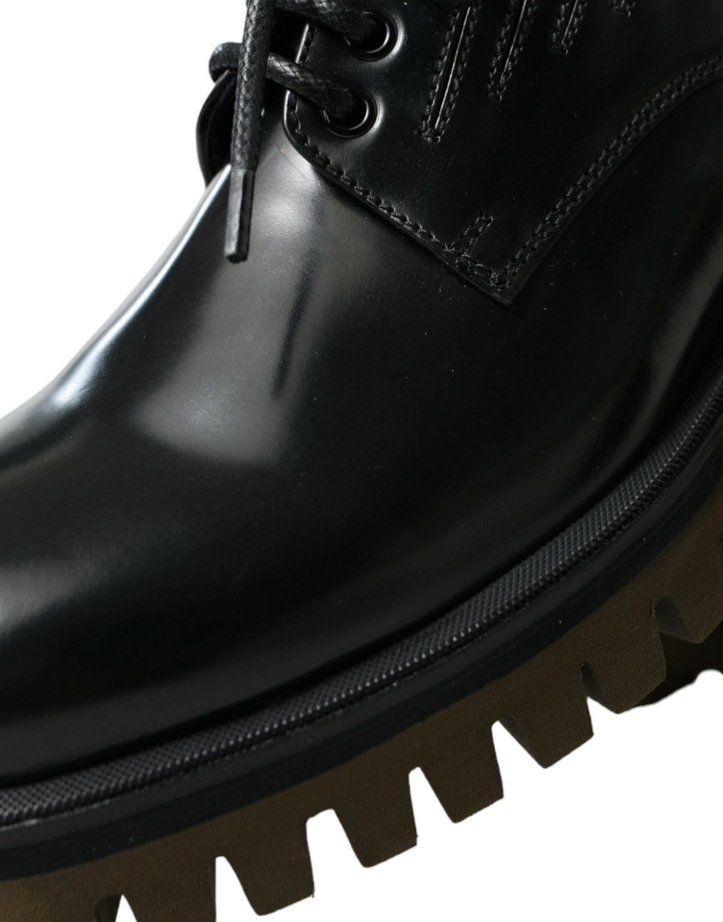 Dolce & Gabbana Schwarz Leder Lace Up Derby Männer Kleid Schuhe
