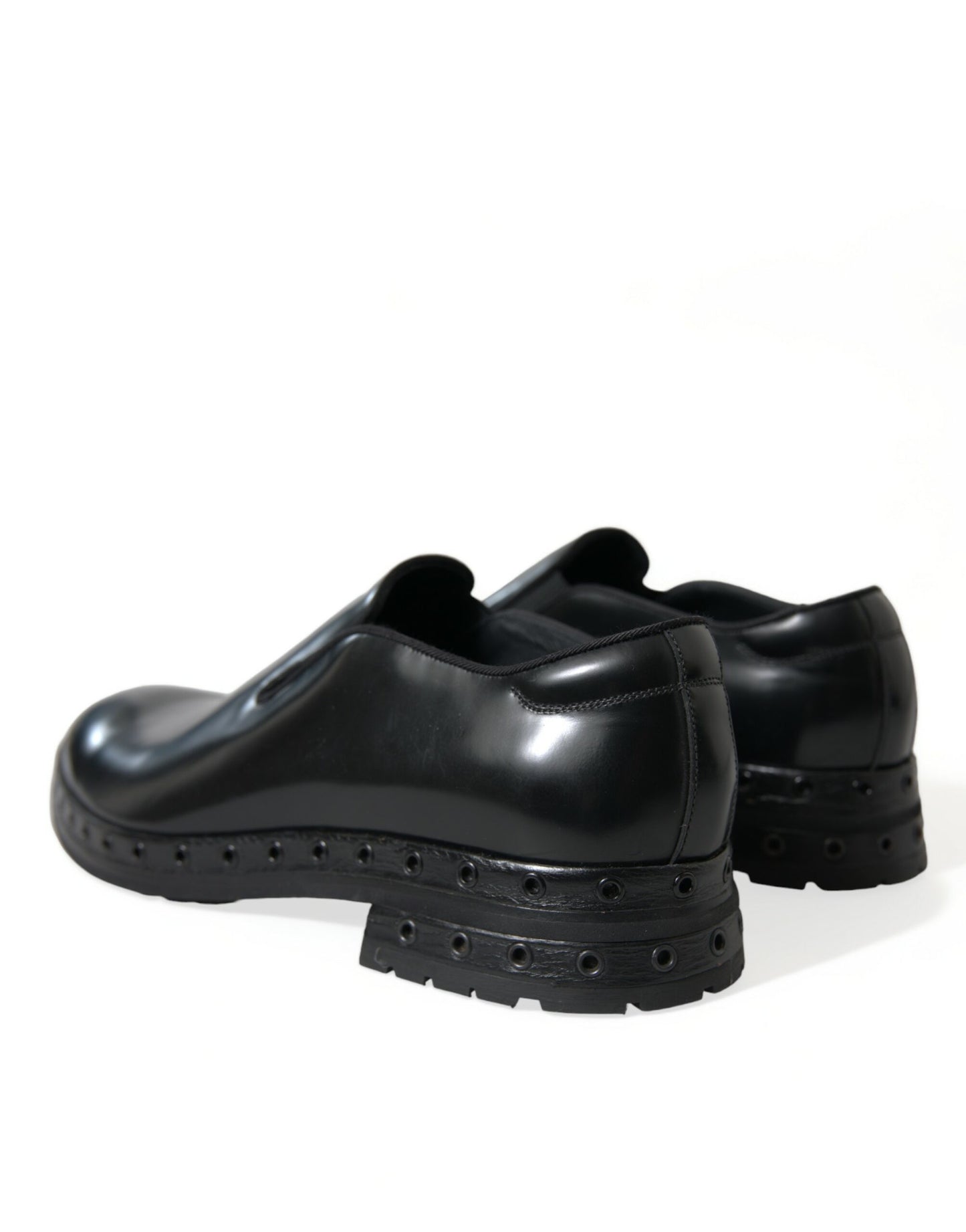 Dolce & Gabbana Schwarzes Leder Nieten Loafers Kleid Schuhe