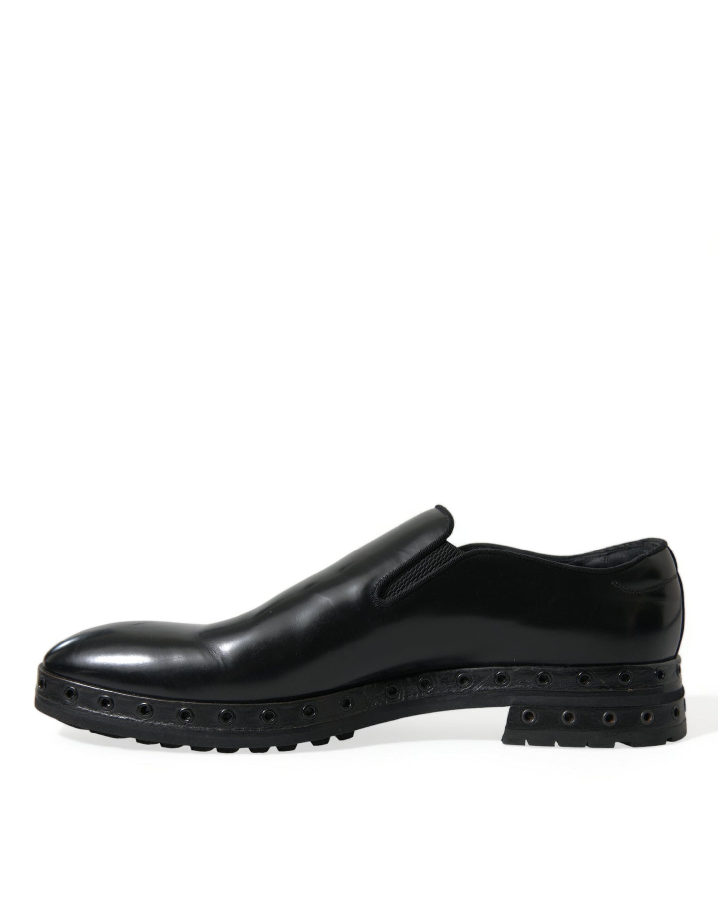 Dolce & Gabbana Schwarzes Leder Nieten Loafers Kleid Schuhe