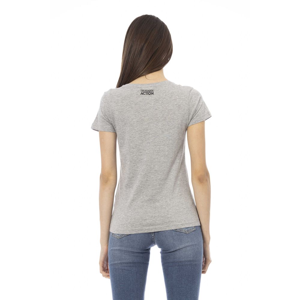 Trussardi Action Graues Baumwoll-Top mit V-Ausschnitt für Frauen