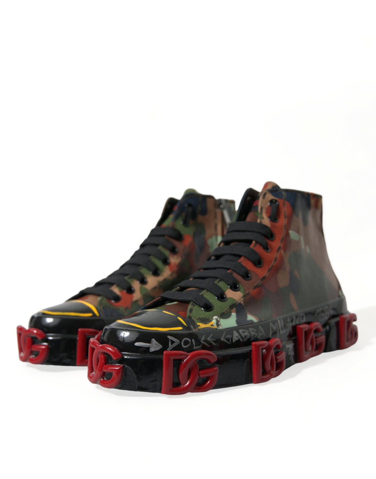 Dolce & Gabbana Multicolor Camouflage High Top Turnschuhe Schuhe