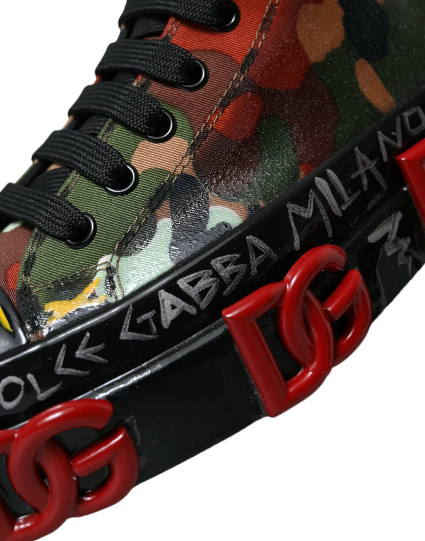 Dolce & Gabbana Multicolor Camouflage High Top Turnschuhe Schuhe