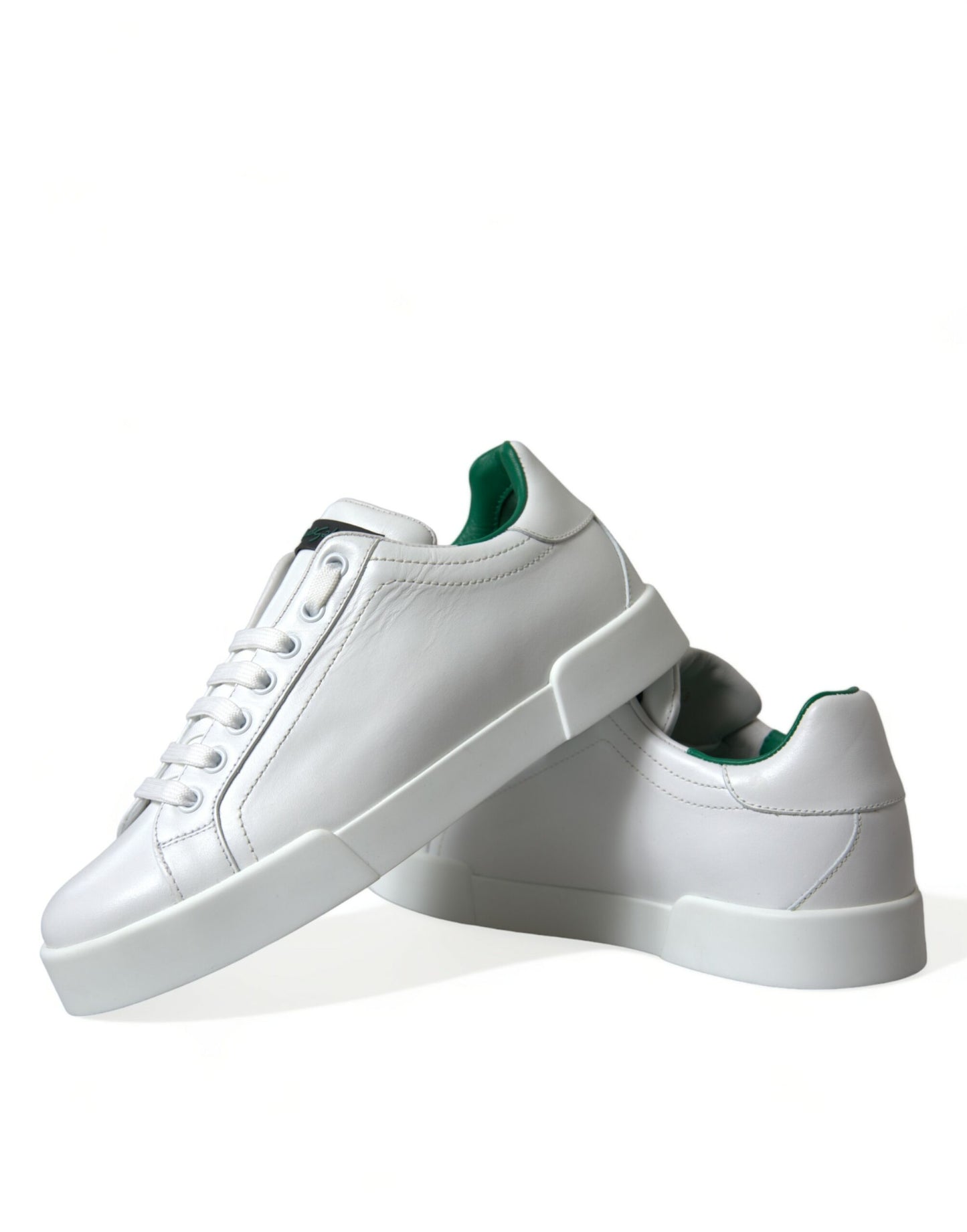 Dolce & Gabbana Weiß Grün Leder Portofino Turnschuhe Schuhe