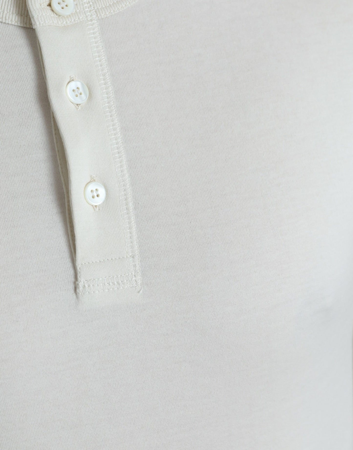 Dolce & Gabbana Off White Cotton Henley Pullover Pullover