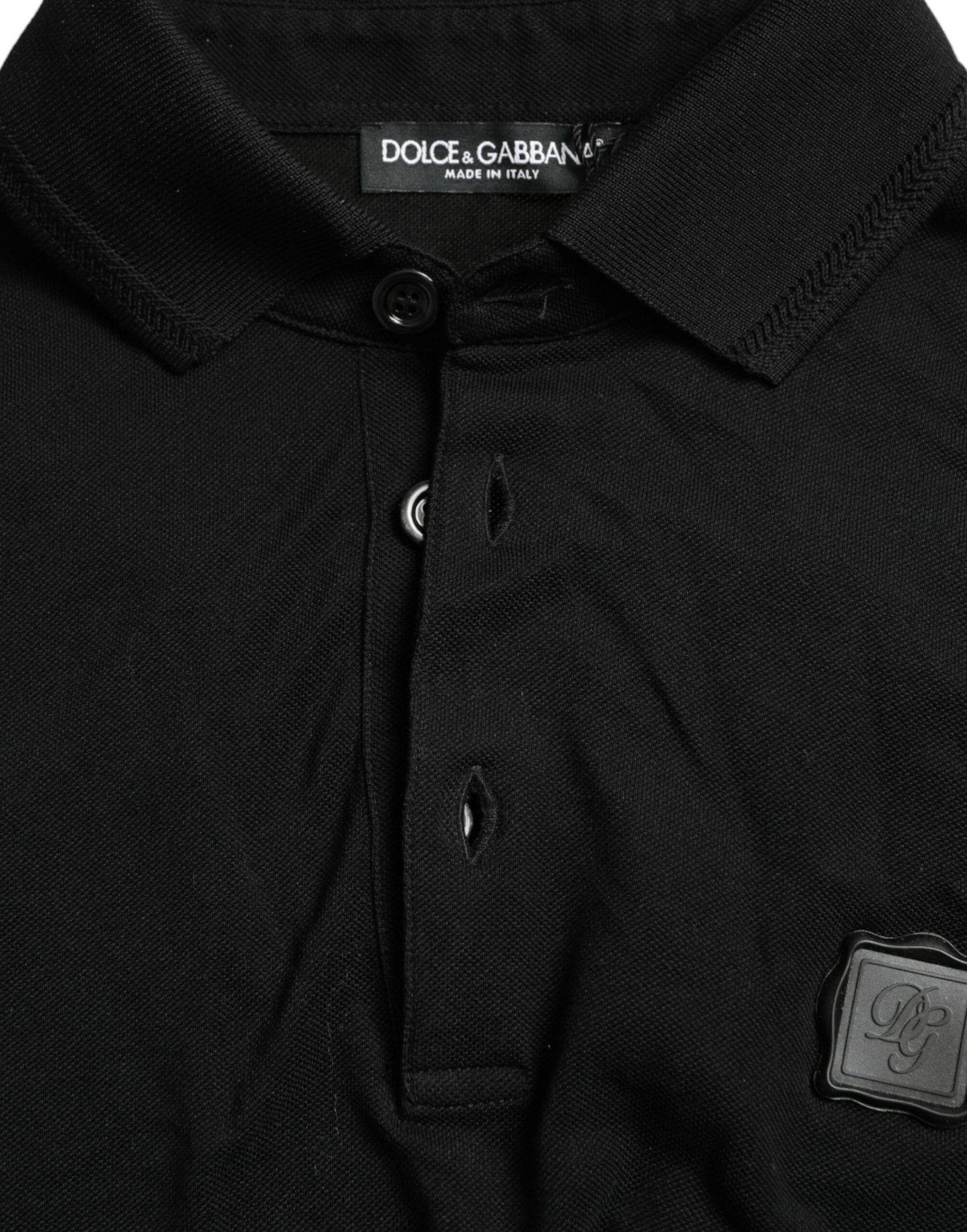 Dolce & Gabbana Schwarzes Logo-Kragen-T-Shirt mit kurzen Ärmeln