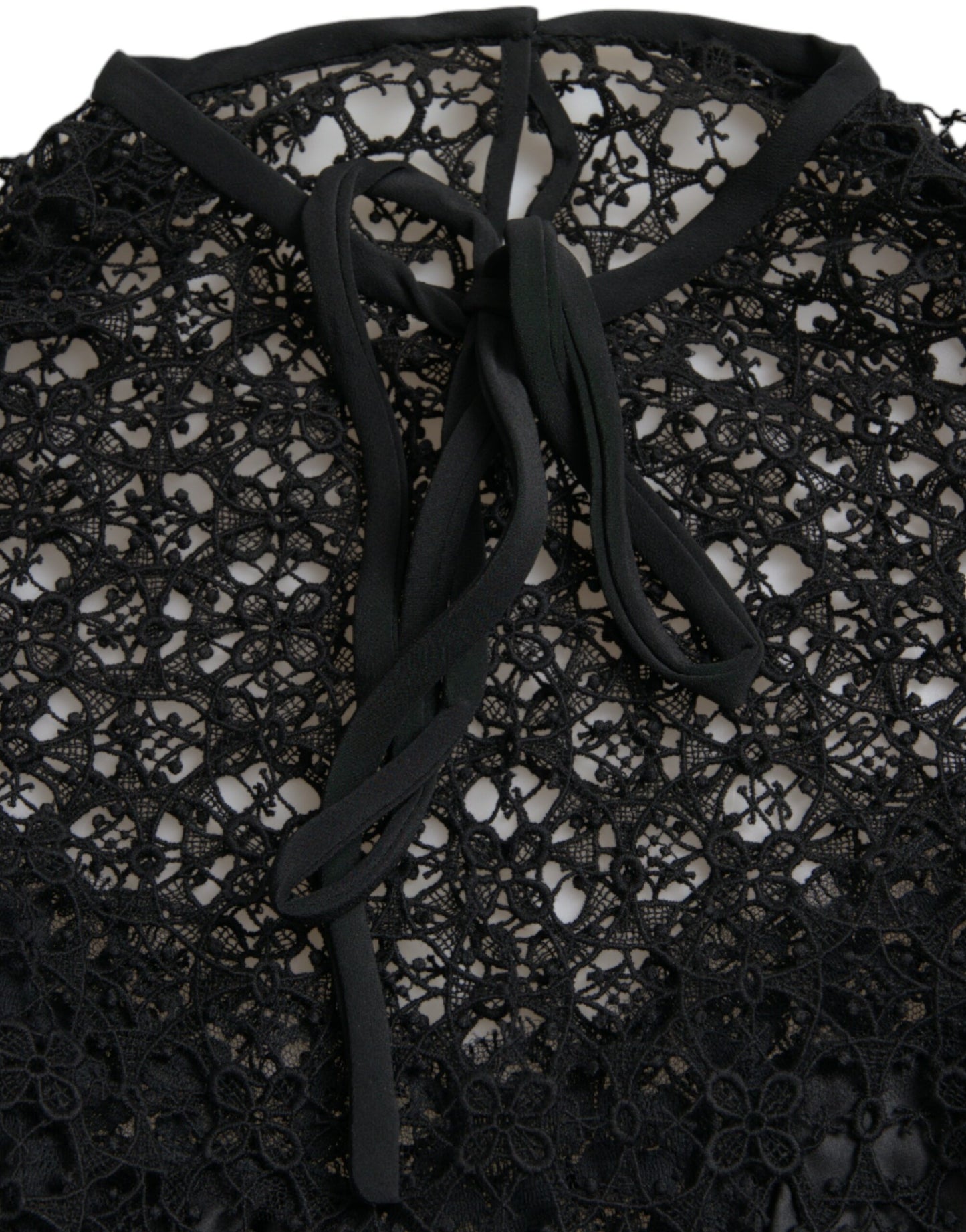 Dolce & Gabbana Schwarzes Blusentop mit floraler Spitze und kurzen Ärmeln