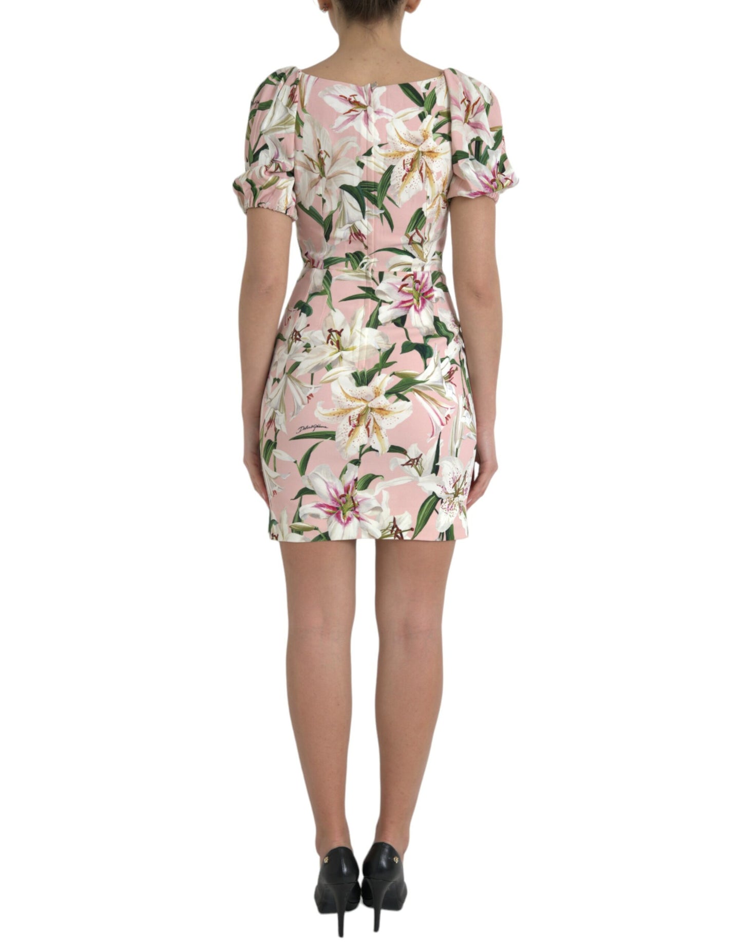 Dolce & Gabbana Rosa Lily Viskose Etuikleid Stretch-Minikleid