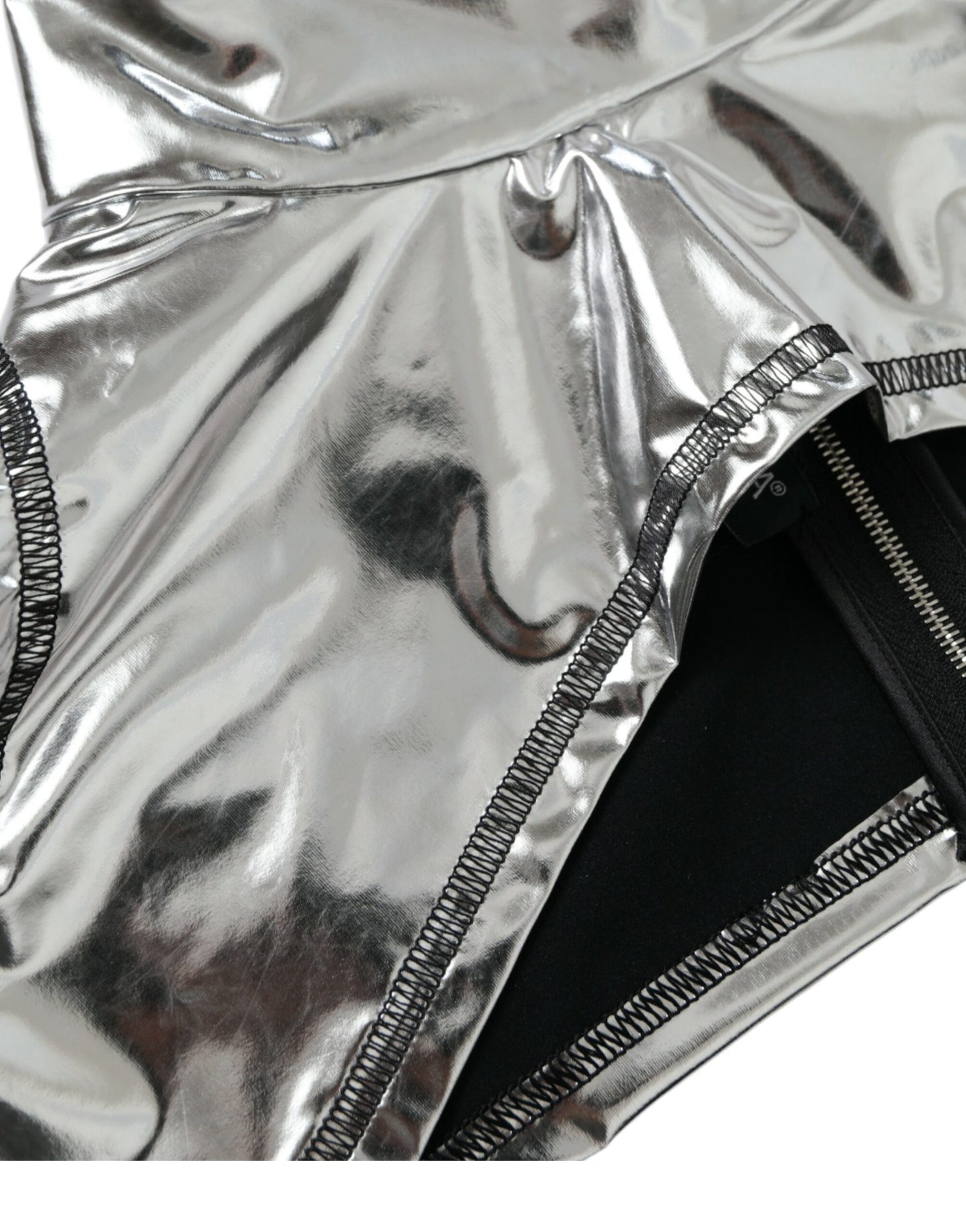 Dolce & Gabbana Silbernes Polyester-Stretch-Top
