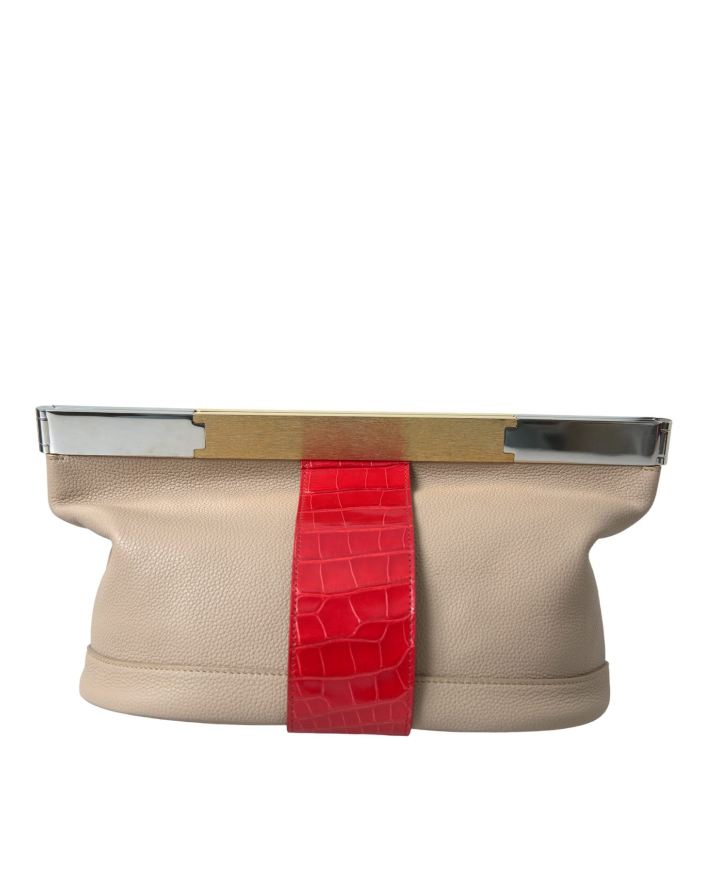 Balenciaga Beige Rot Zweifarbige Tasche aus exotischem Leder