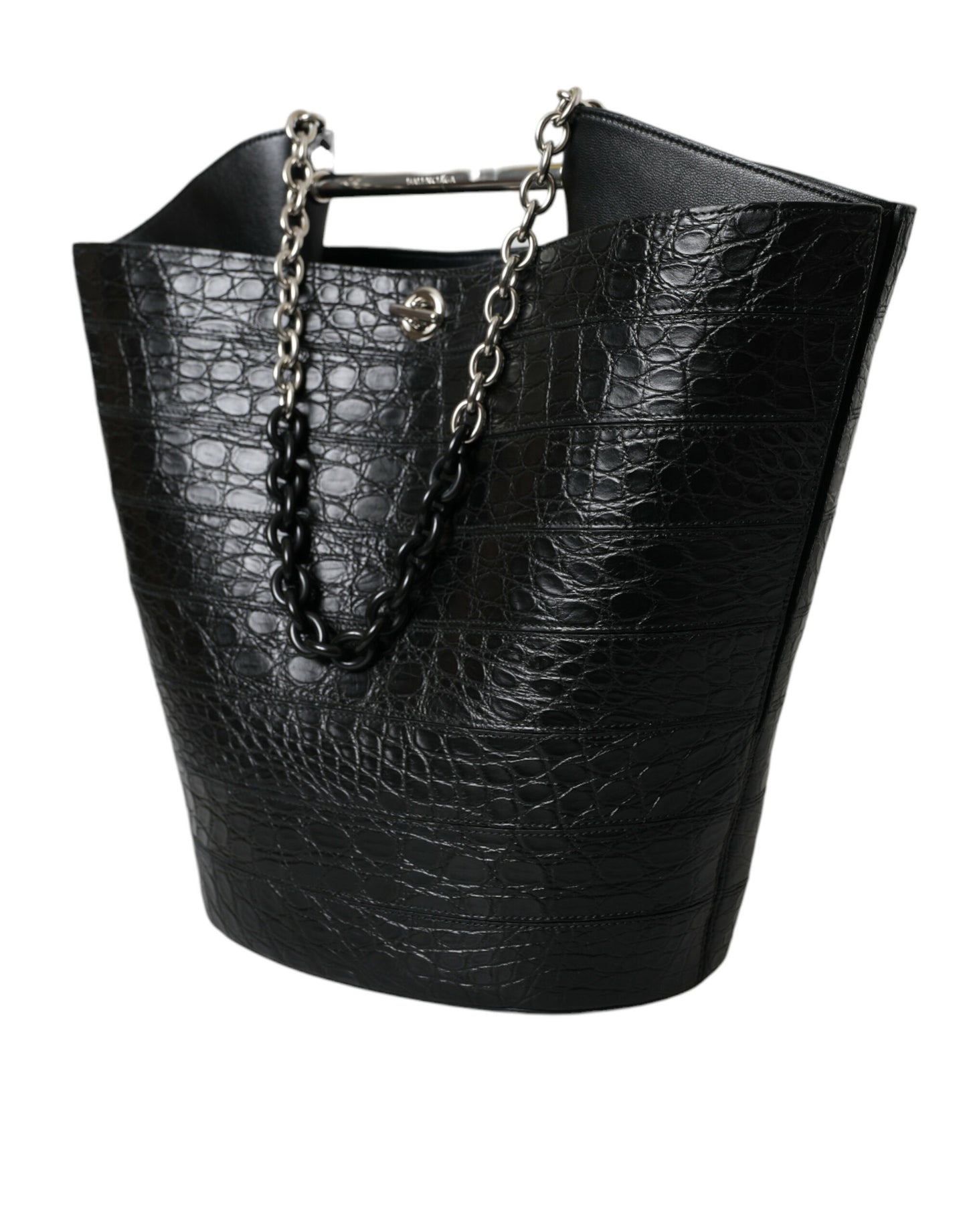Balenciaga Schwarzes Exotenleder Maxi Bucket Tote Geldbörse Tasche