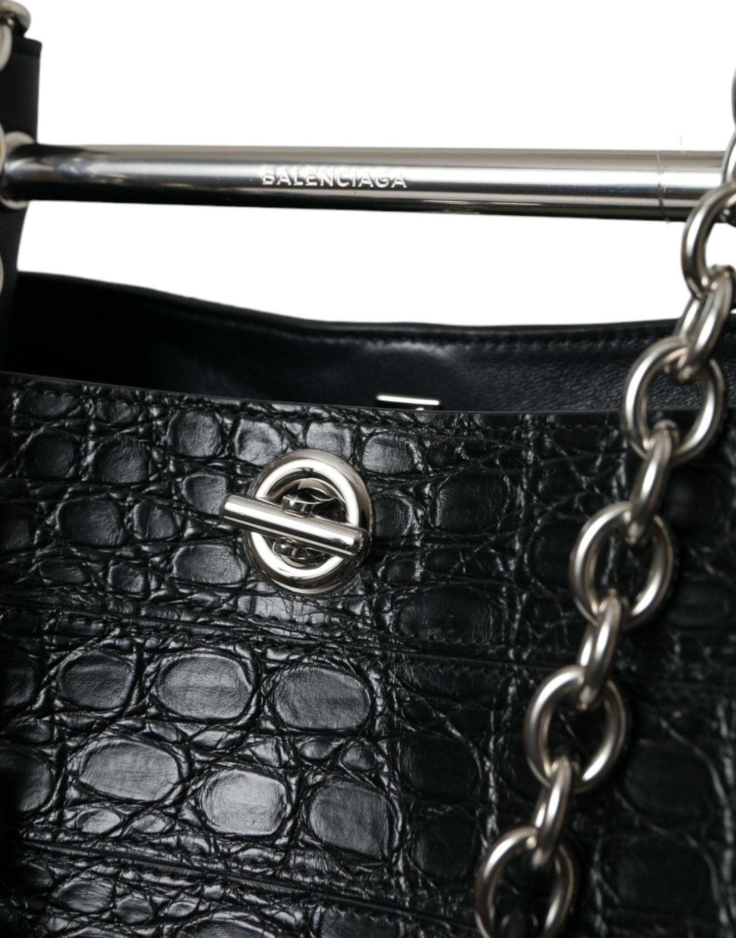 Balenciaga Schwarzes Exotenleder Maxi Bucket Tote Geldbörse Tasche