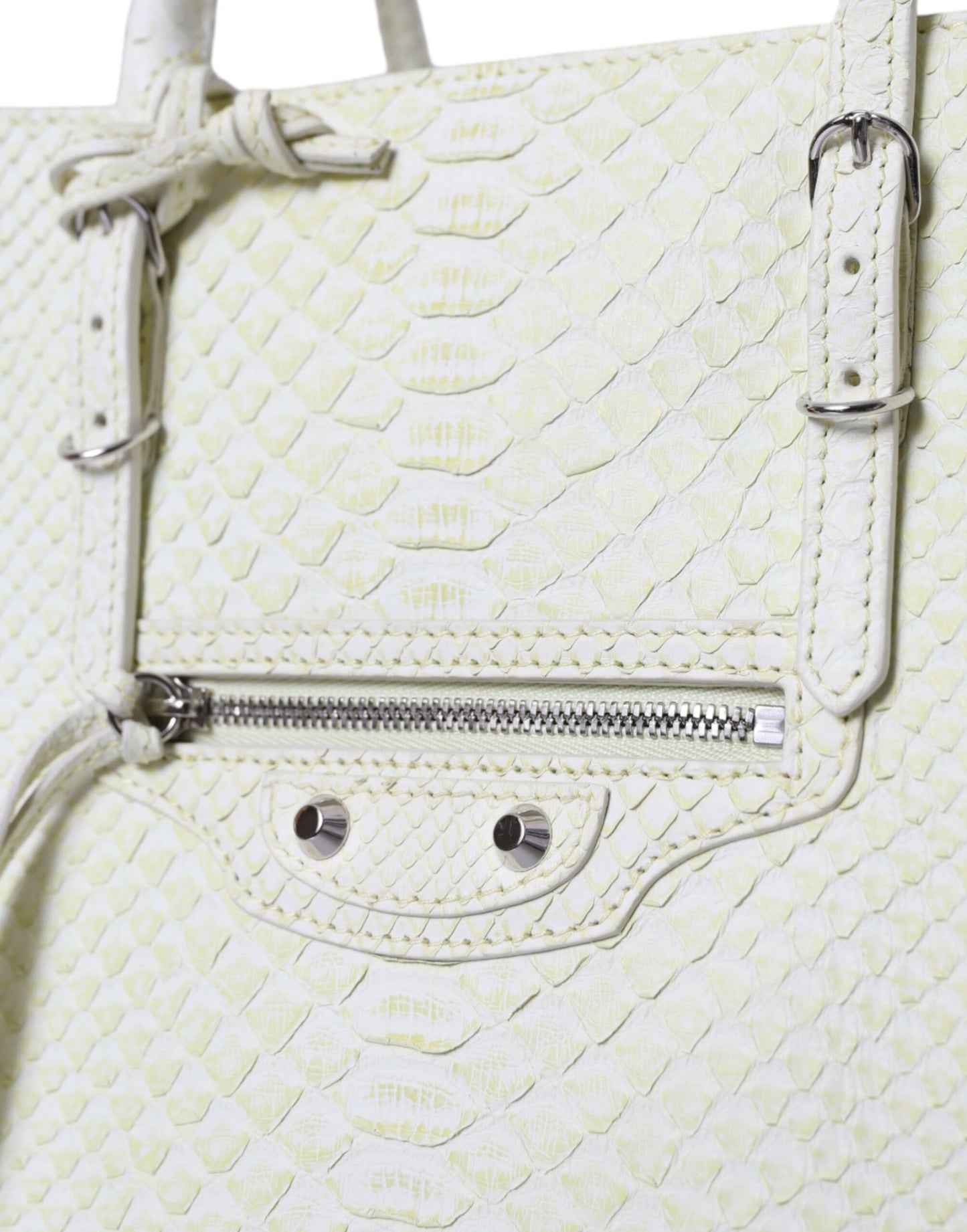 Balenciaga Chic Python Leather Bag in White & Yellow