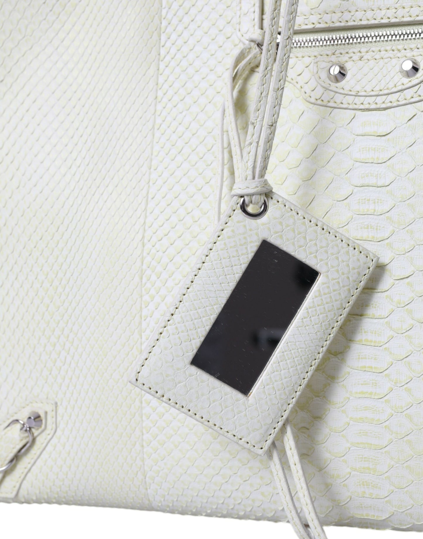 Balenciaga Chic Python Leather Bag in White & Yellow