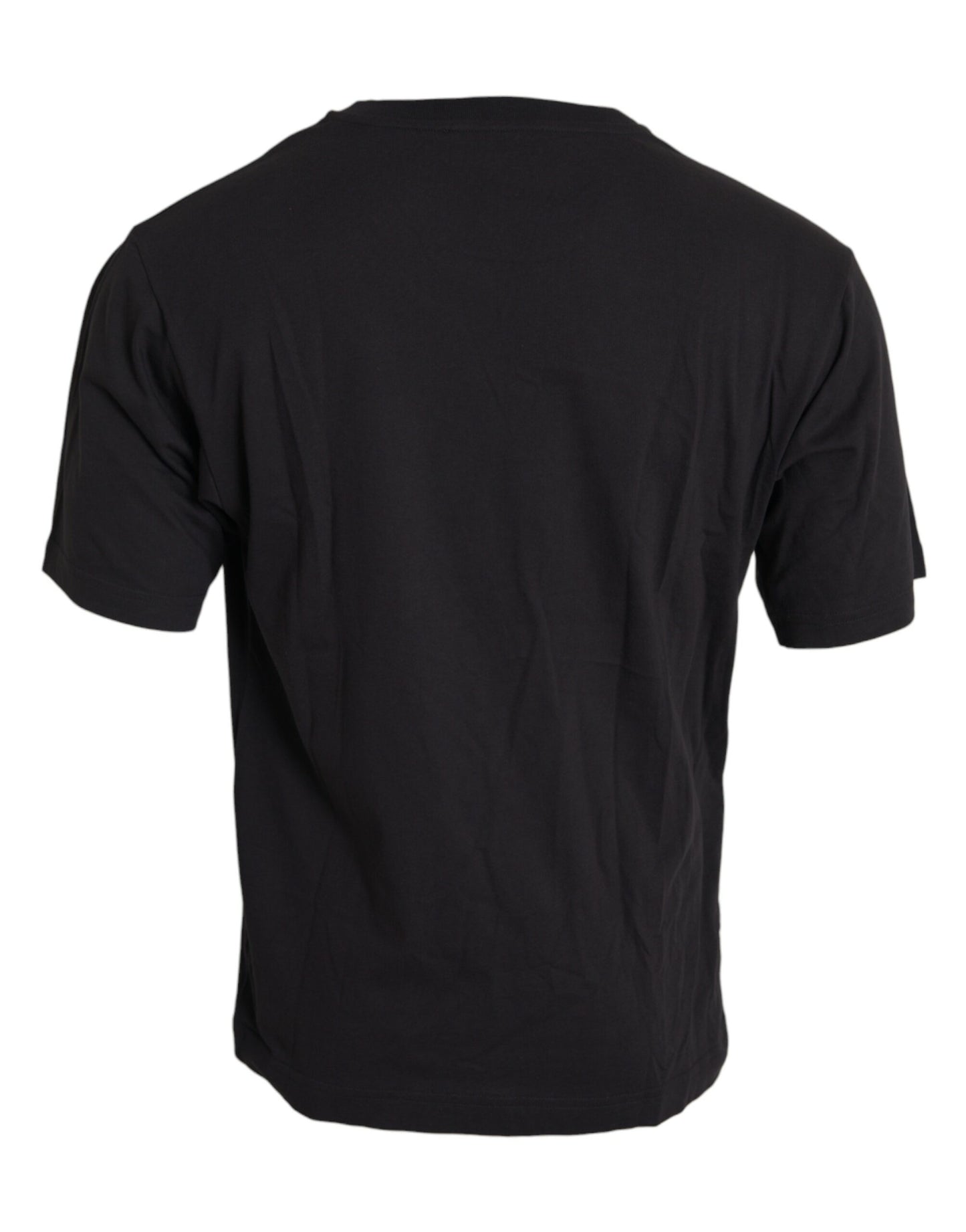 Dolce & Gabbana Black T-shirt with printed pocket in cotton with round neck