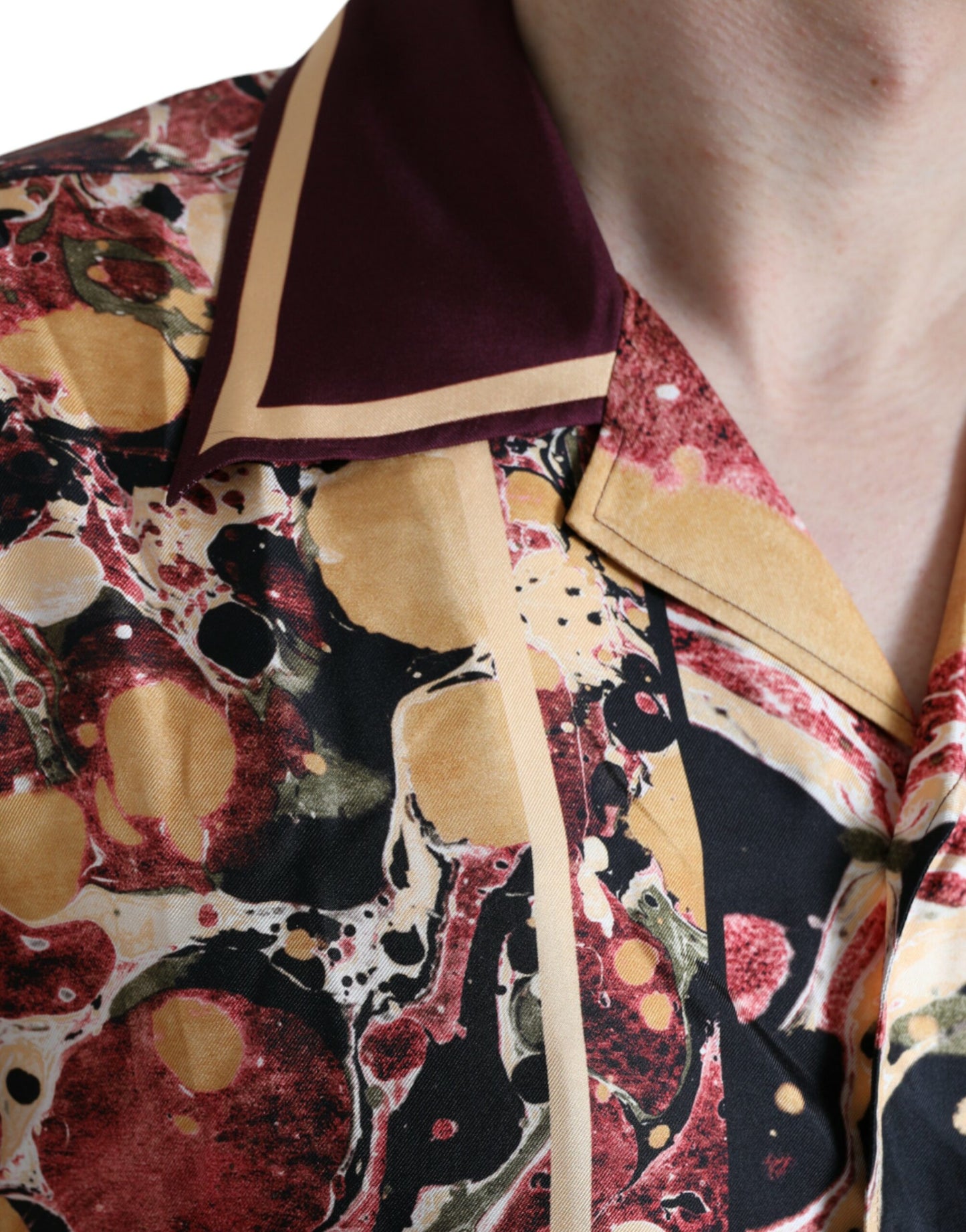 Dolce & Gabbana Multicolor Button Down Seidenhemd