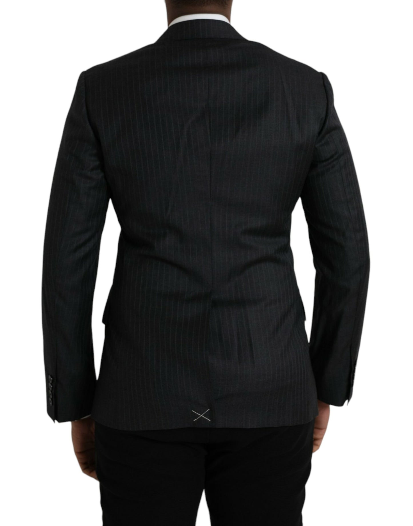 Dolce & Gabbana Black Striped MARTINI Single Breasted Coat Blazer