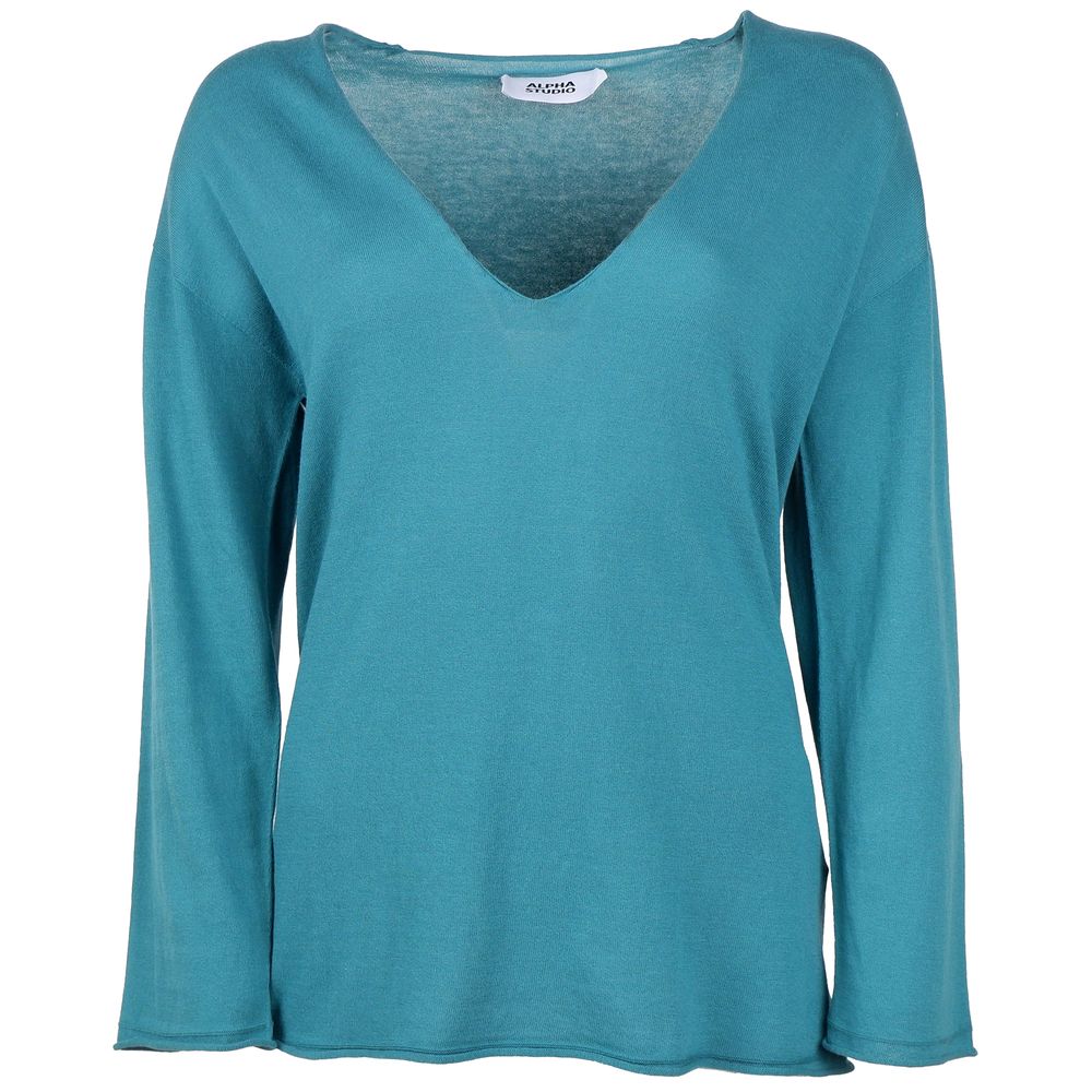 Alpha Studio Grüner Baumwollpullover