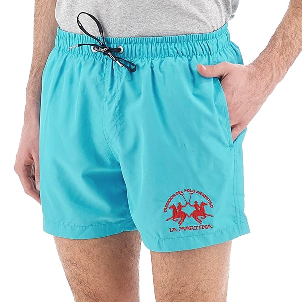 La Martina Hellblaue Polyester-Badehose für Männer