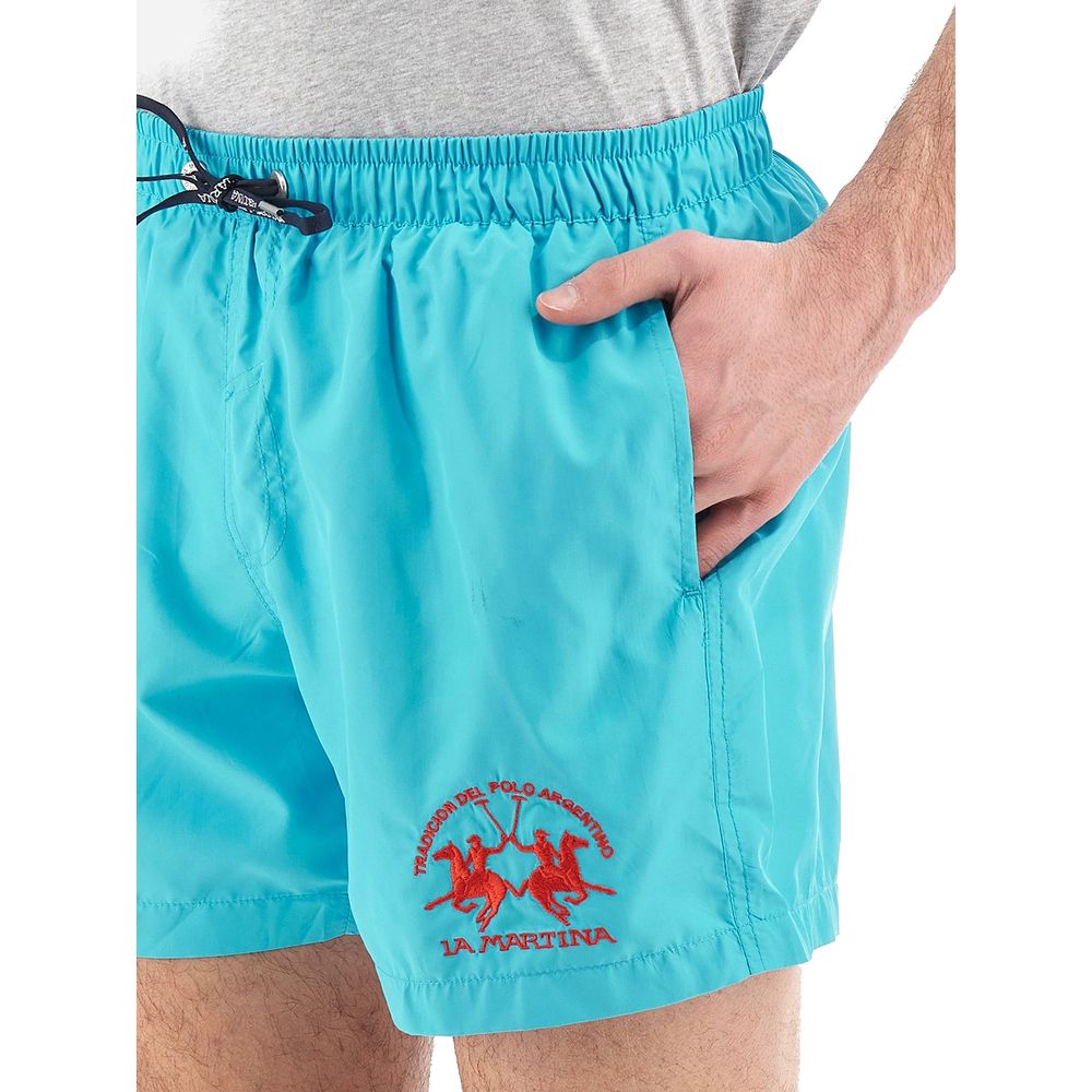 La Martina Hellblaue Polyester-Badehose für Männer