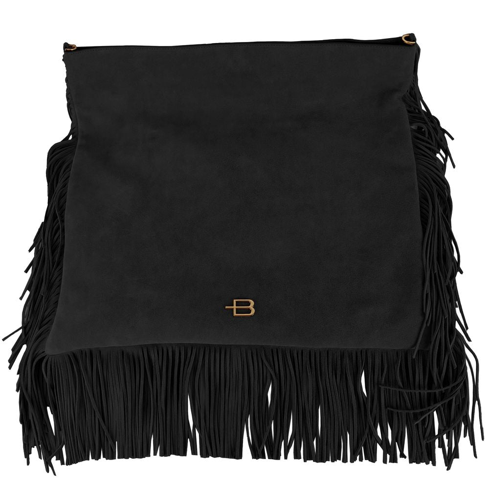 Baldinini Trend Schwarze Kalbsleder Damen Crossbody Tasche