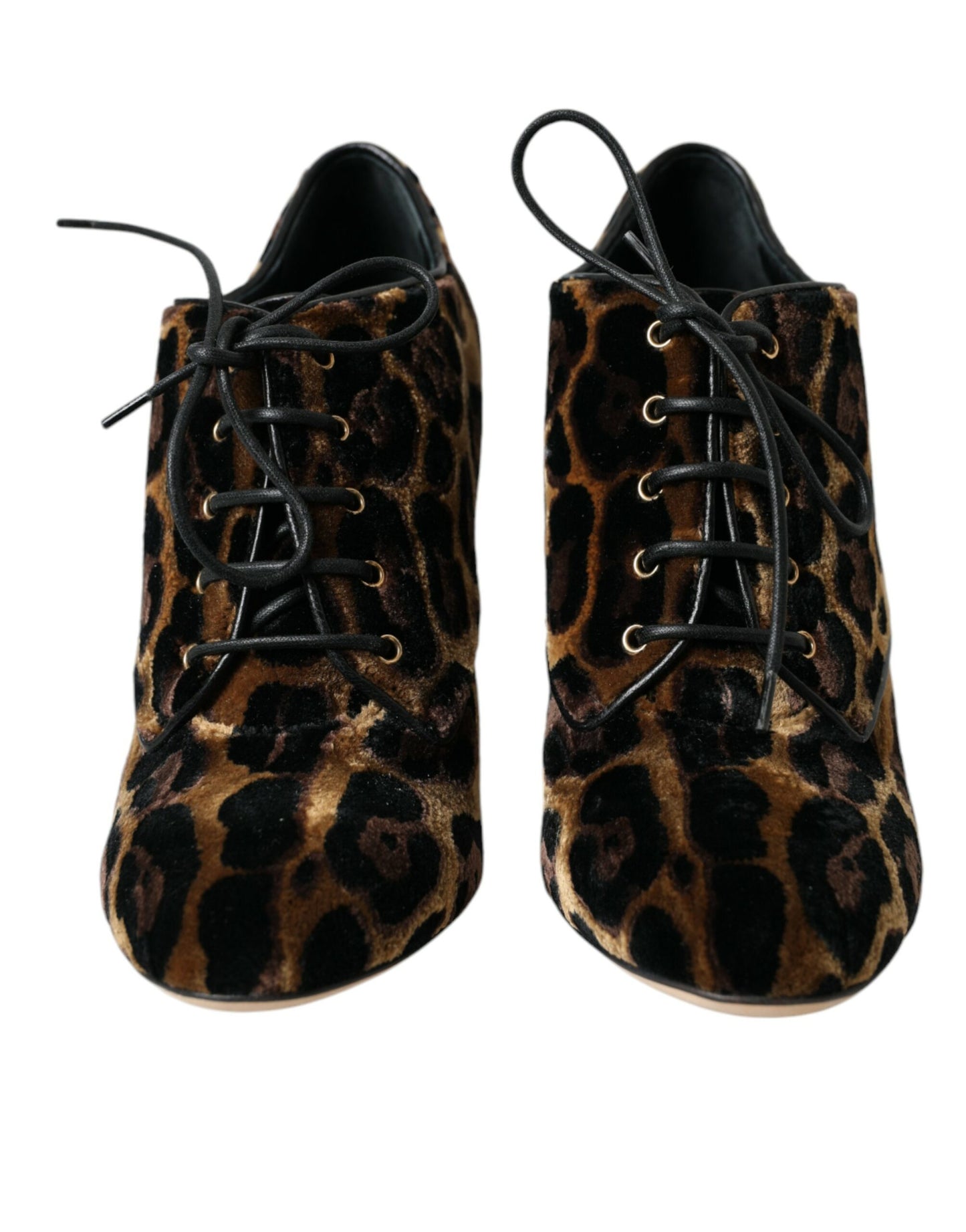 Dolce & Gabbana Brown Leopard Hair Lace Up Boots Shoes
