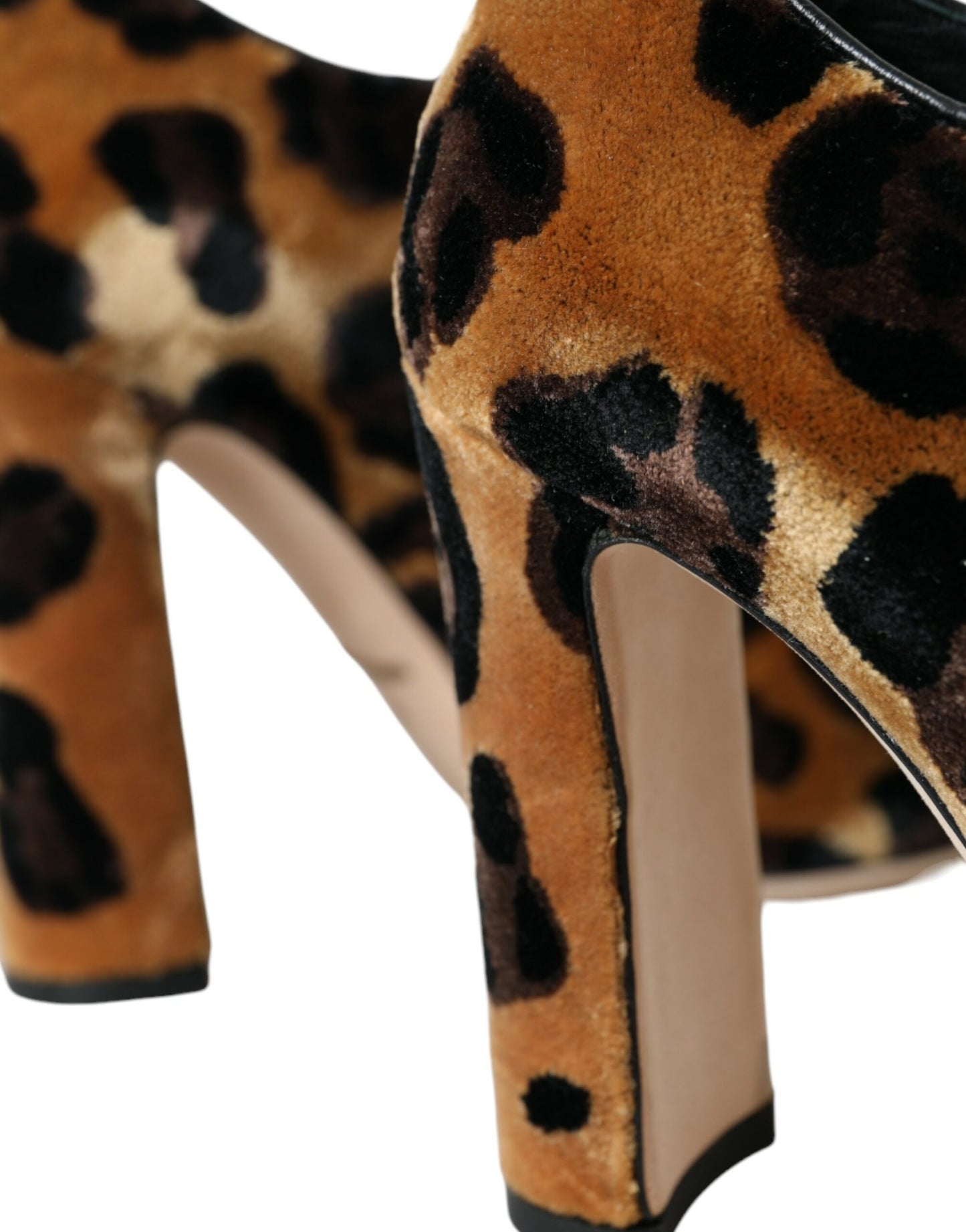 Dolce & Gabbana Brown Leopard Hair Lace Up Boots Shoes