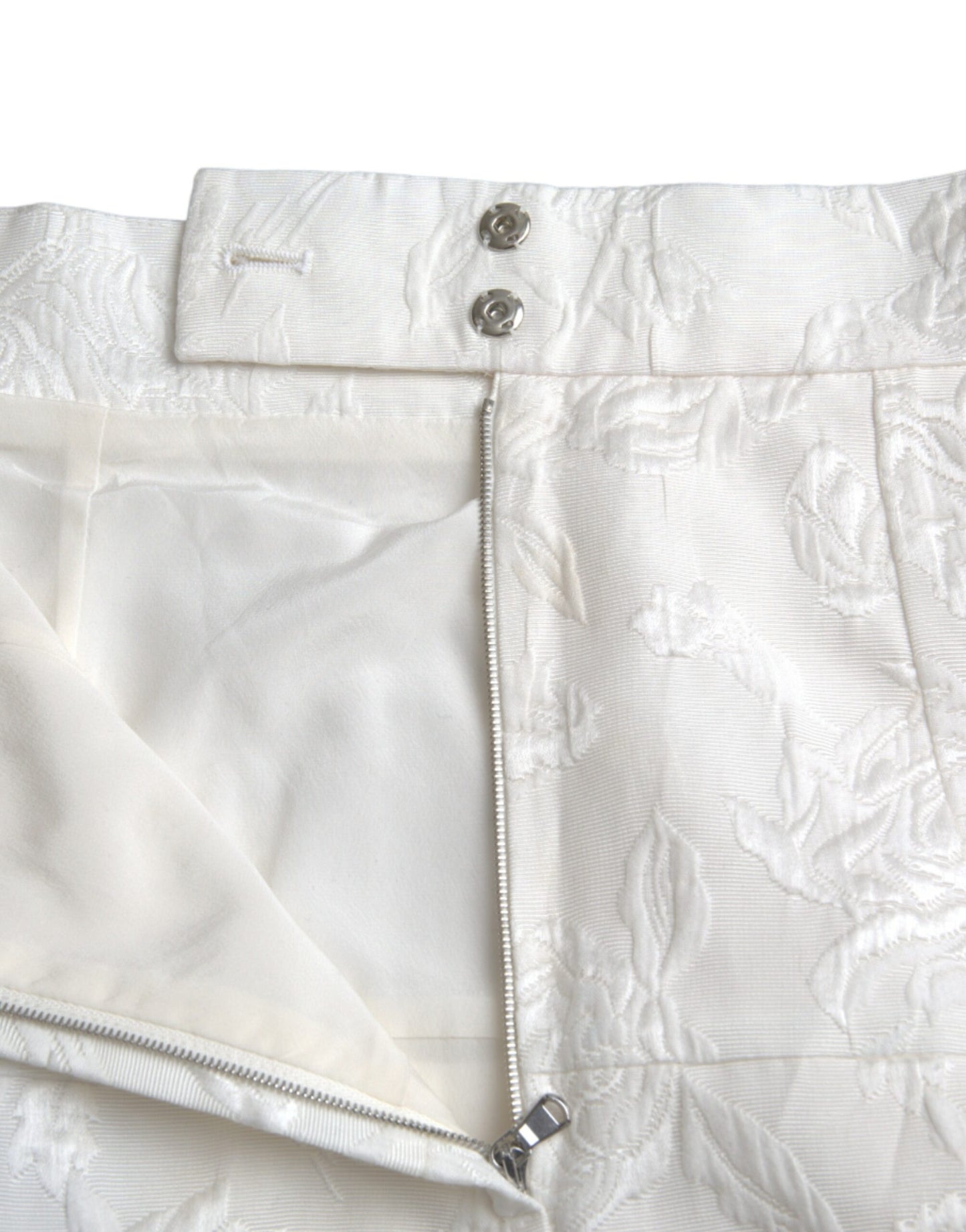 Dolce & Gabbana White floral brocade mini skirt with embellishments