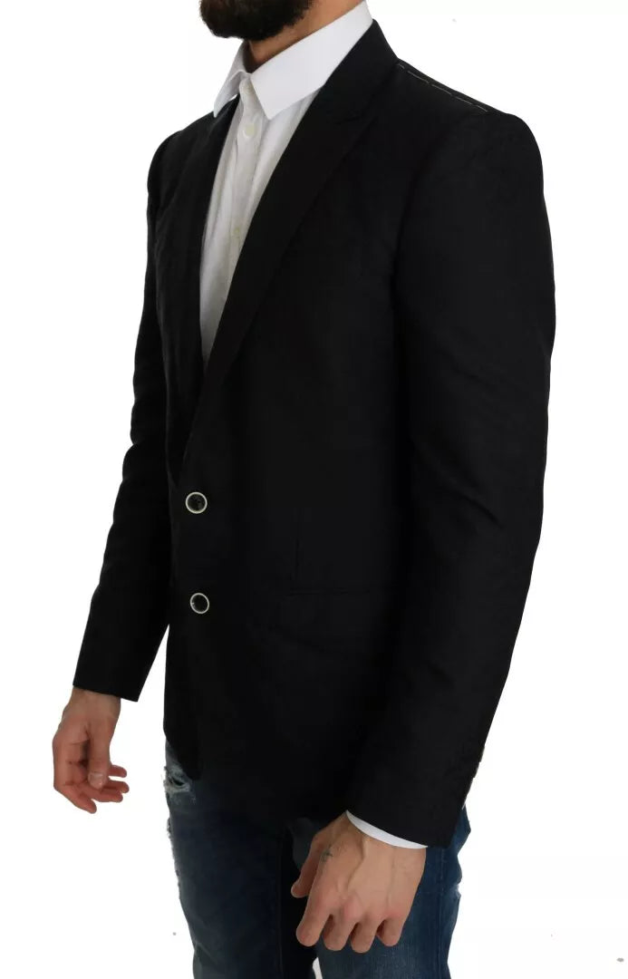 Dolce & Gabbana Blue Floral Jacquard Blazer