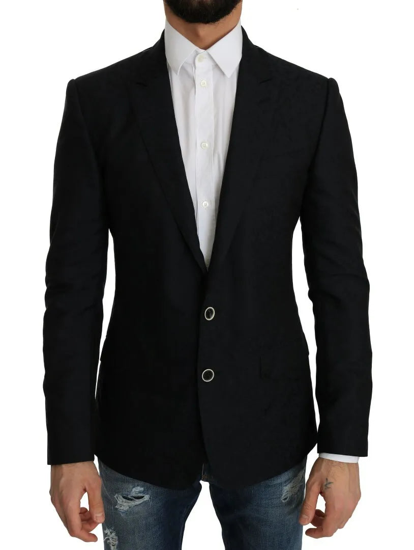 Dolce & Gabbana Blue Floral Jacquard Blazer