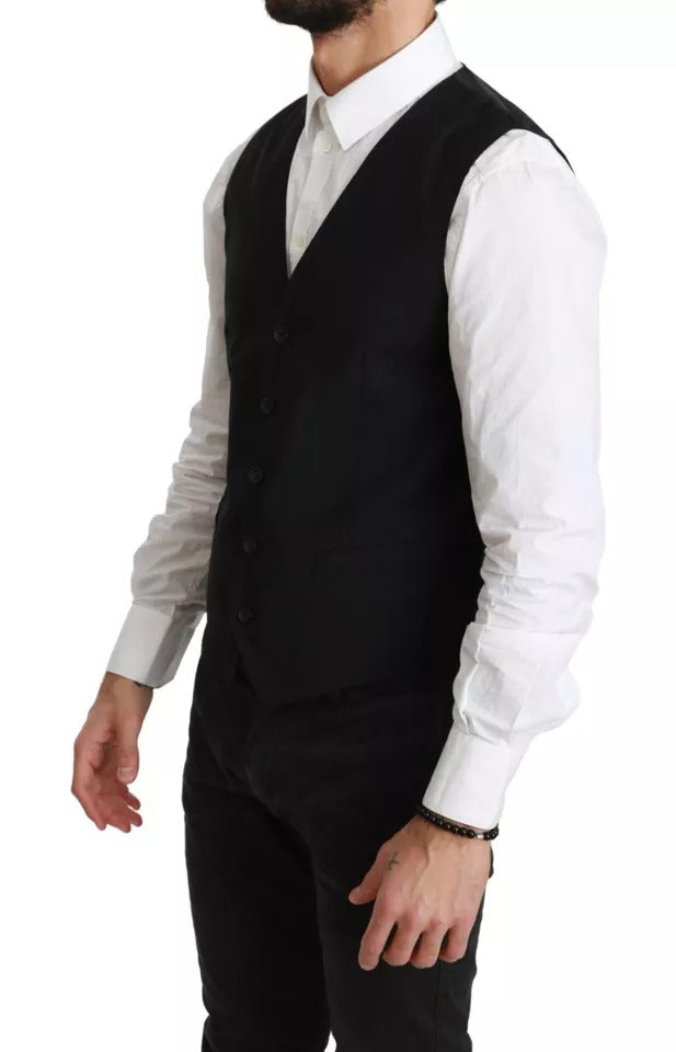 Dolce & Gabbana Black Wool Stretch Vest Formal Dress Vest