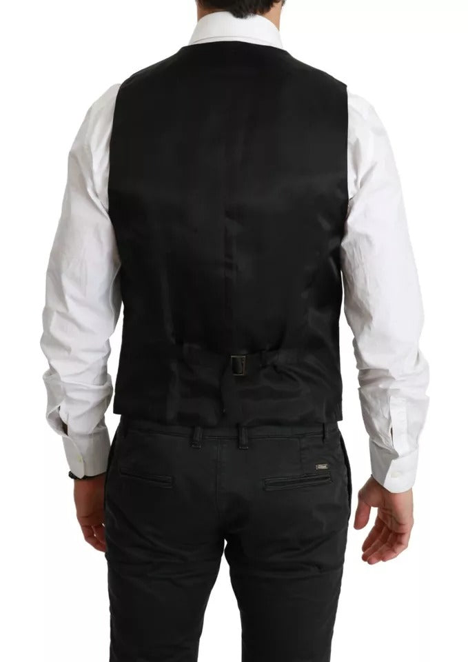 Dolce & Gabbana Black Wool Stretch Vest Formal Dress Vest