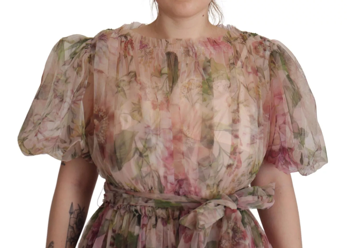 Dolce & Gabbana Long maxi dress with floral print in multicolor