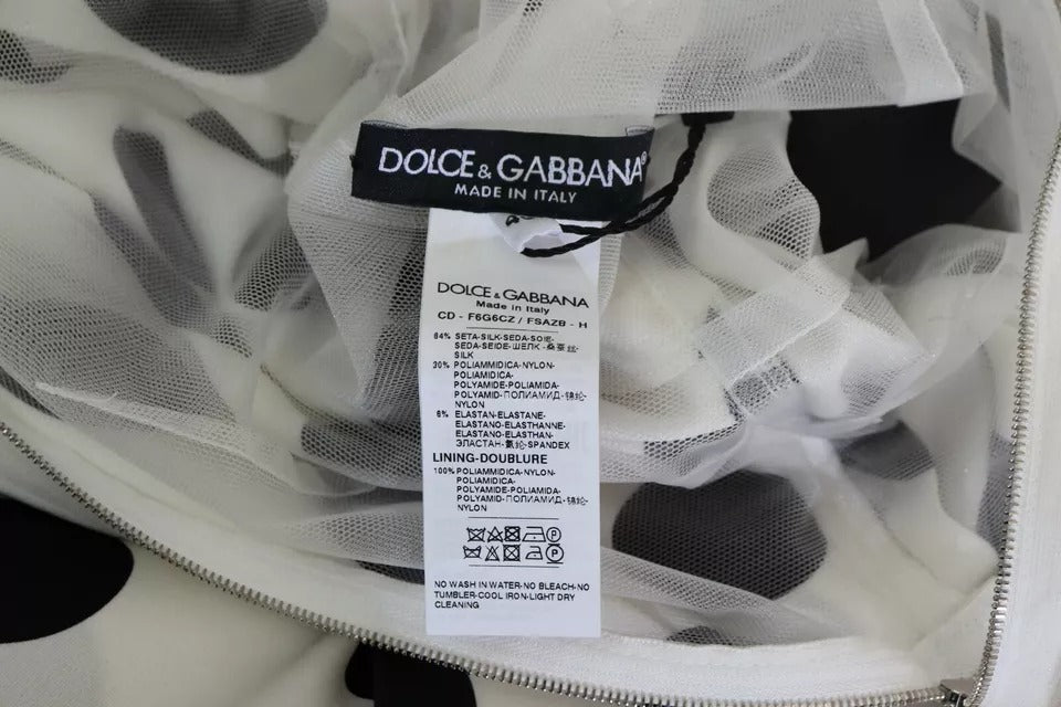 Dolce & Gabbana Weißes gepunktetes Kristall-One-Shoulder-Kleid