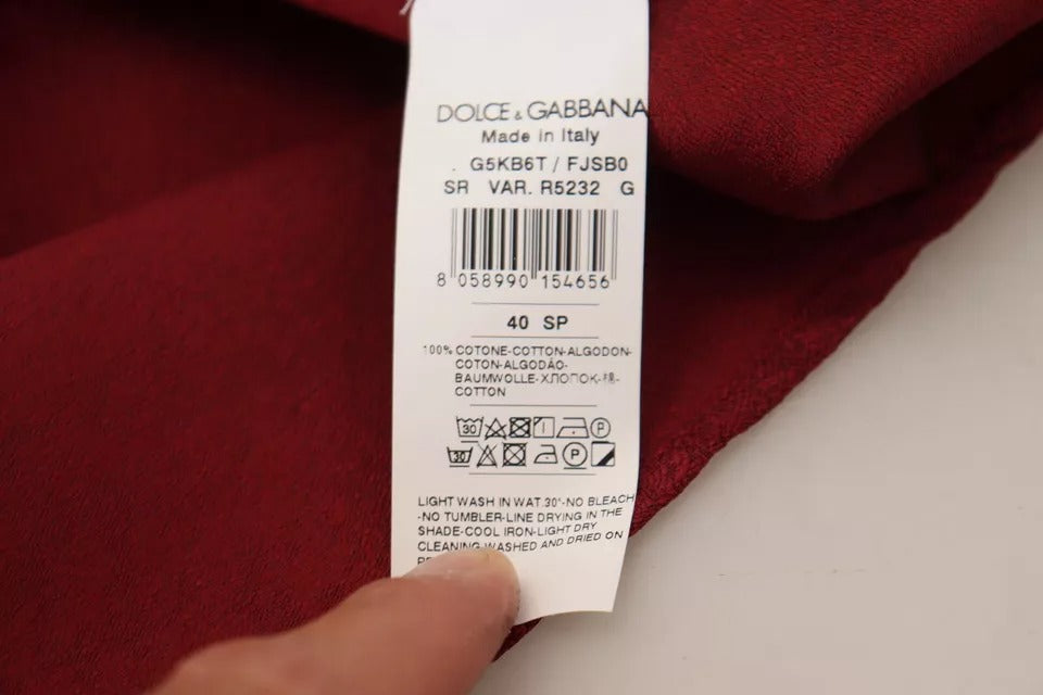Dolce & Gabbana Bordeauxfarbenes Baumwollhemd mit langen Ärmeln für formelle Anlässe