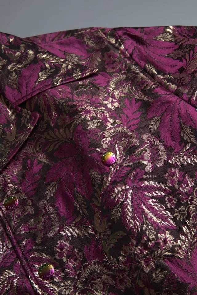 Dolce & Gabbana Fuchsia Pink Floral Jacquard Button Down Hemd