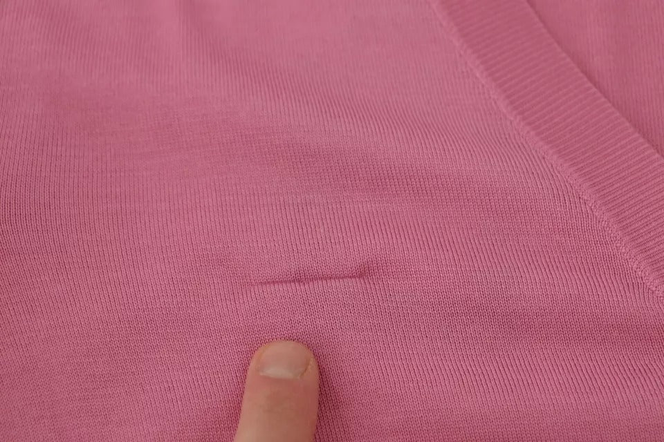 Dolce & Gabbana Rosa Strickjacke aus 100% Seide mit Knopfleiste
