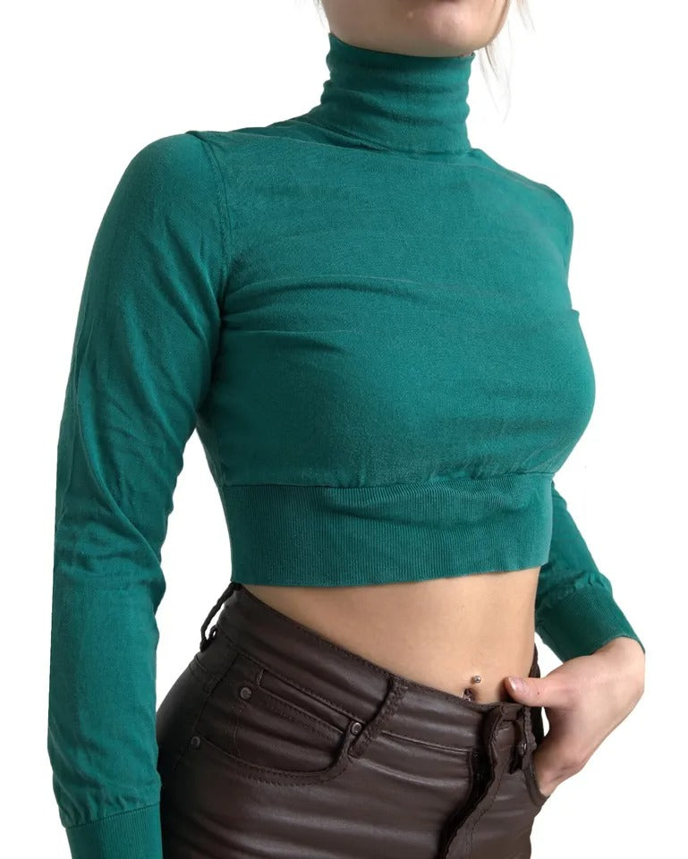 Dolce & Gabbana Dunkelgrüner Rollkragenpullover mit Cropped Pullover
