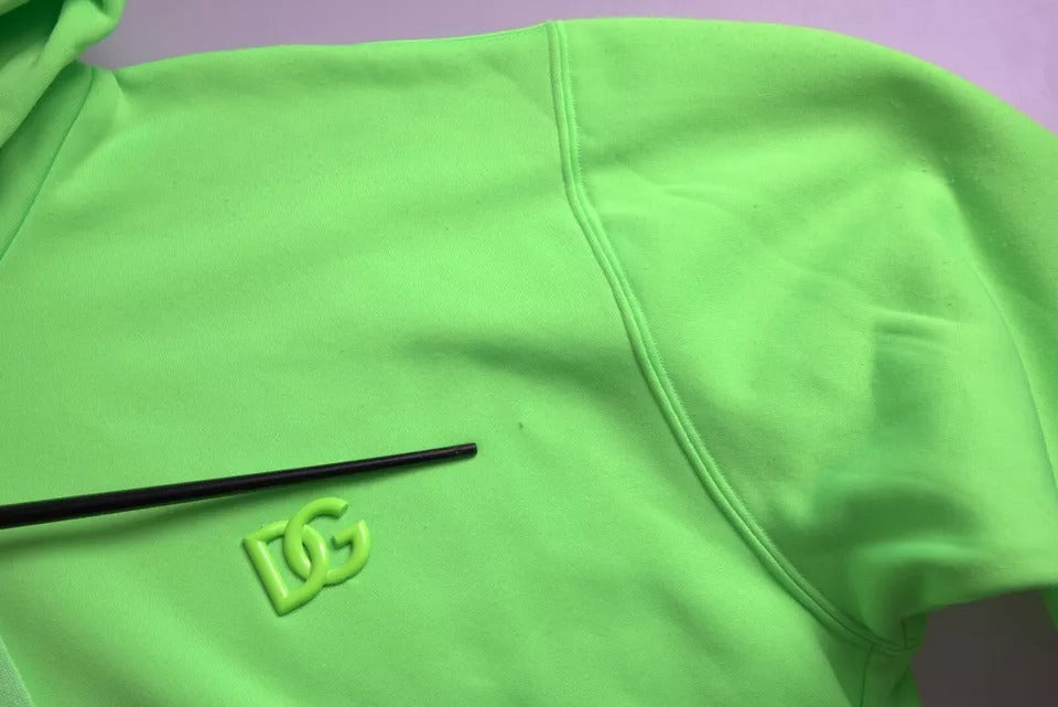 Dolce & Gabbana Neongrüner Logo-Pullover mit Kapuze Sweatshirt Pullover