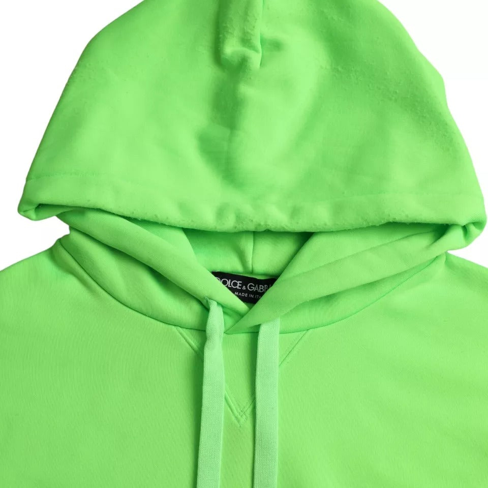 Dolce & Gabbana Neongrüner Logo-Pullover mit Kapuze Sweatshirt Pullover
