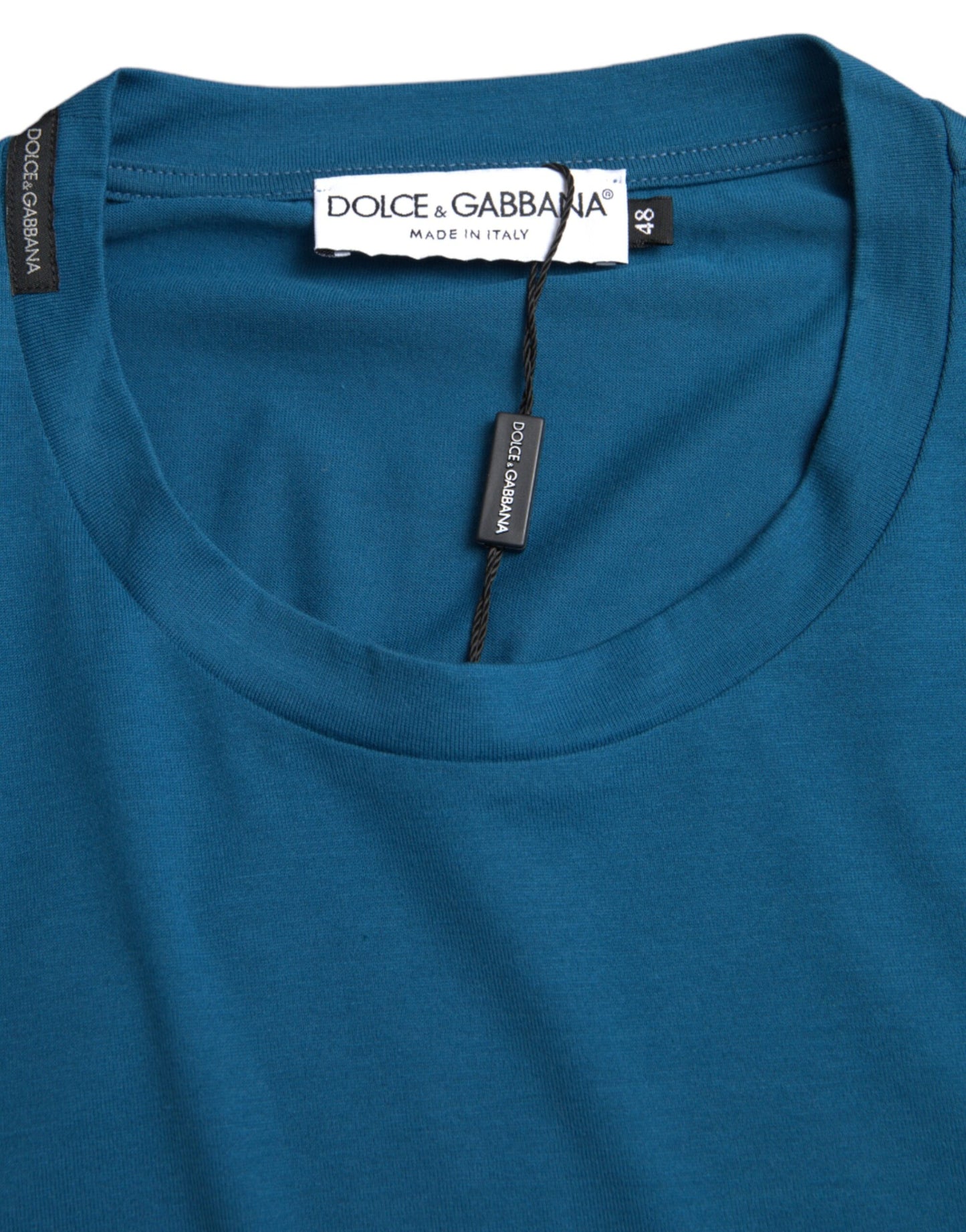 Dolce & Gabbana Blaues Logo-Rundhals-T-Shirt mit kurzen Ärmeln
