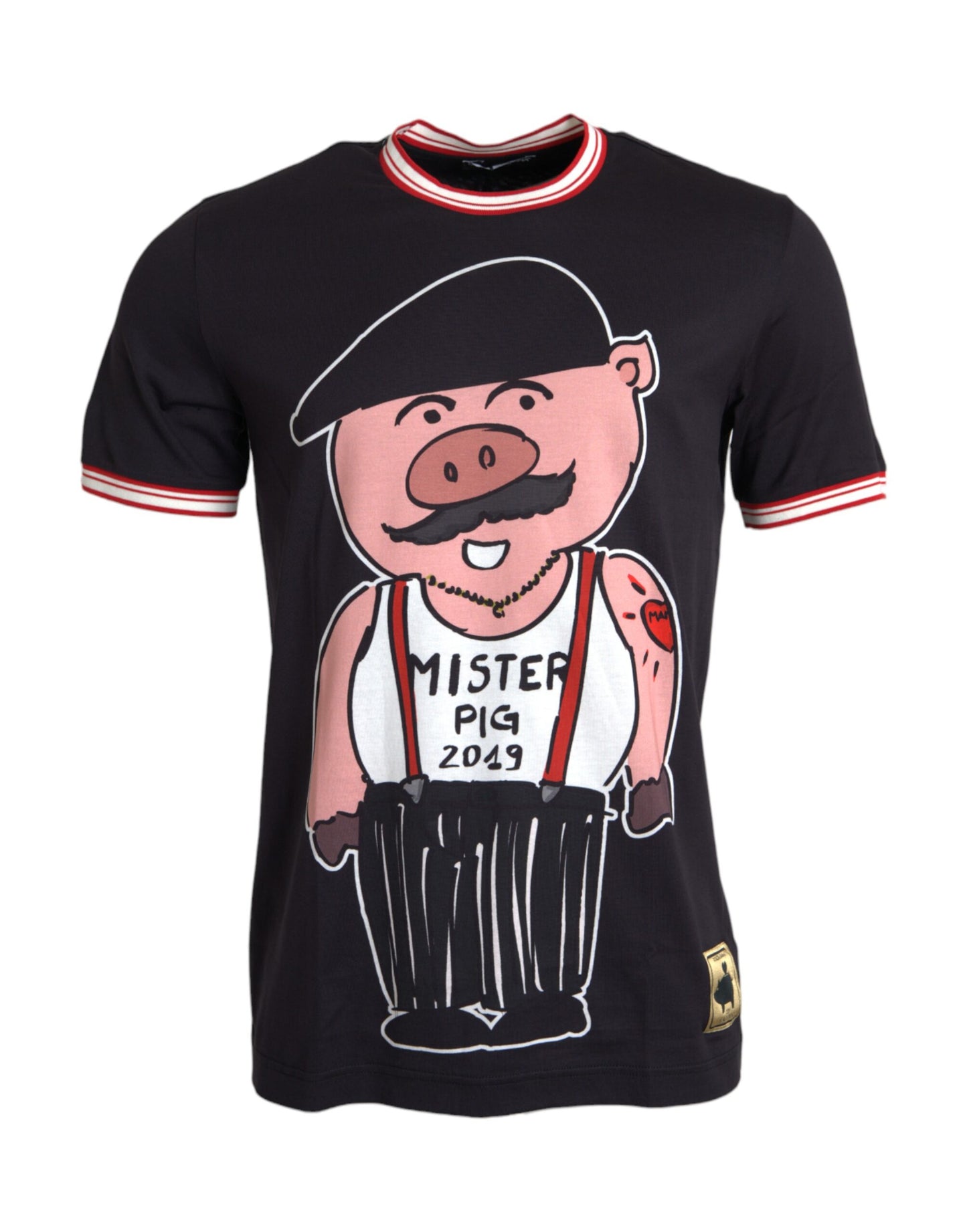 Dolce & Gabbana Black Cotton T-Shirt 2019 Year of the Pig