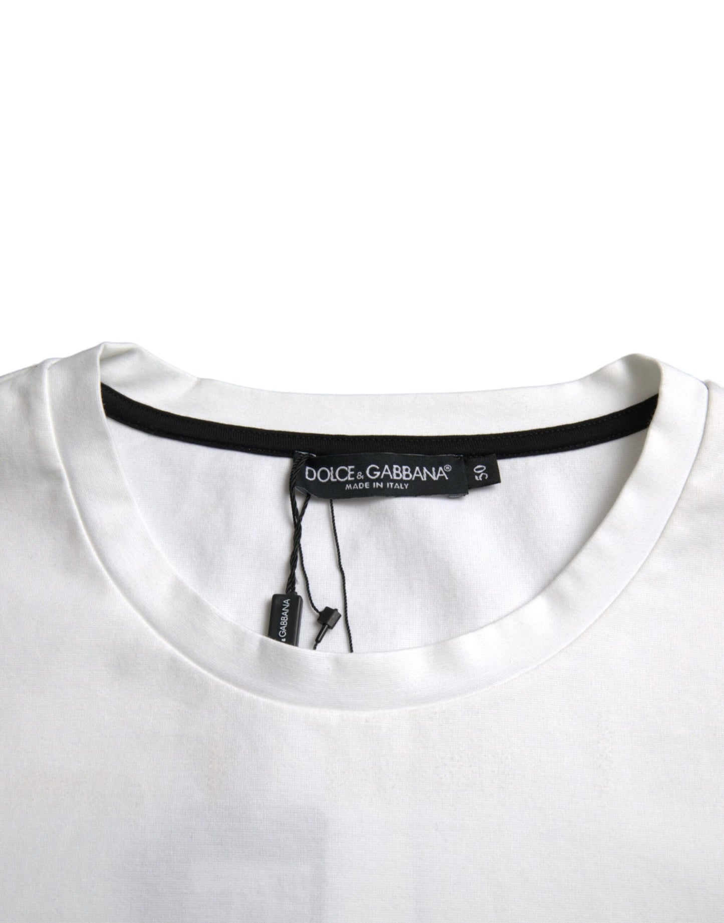 Dolce & Gabbana Weißes T-Shirt mit roten Lippen aus Baumwolle für Männer