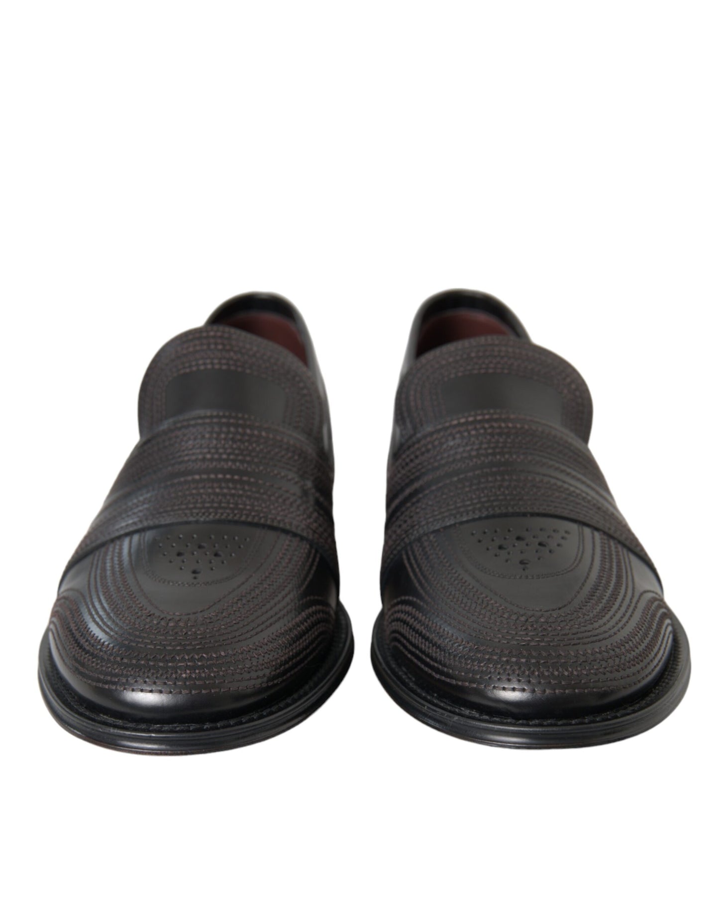 Dolce & Gabbana Black Brown Leather Loafers Men Dress Shoes